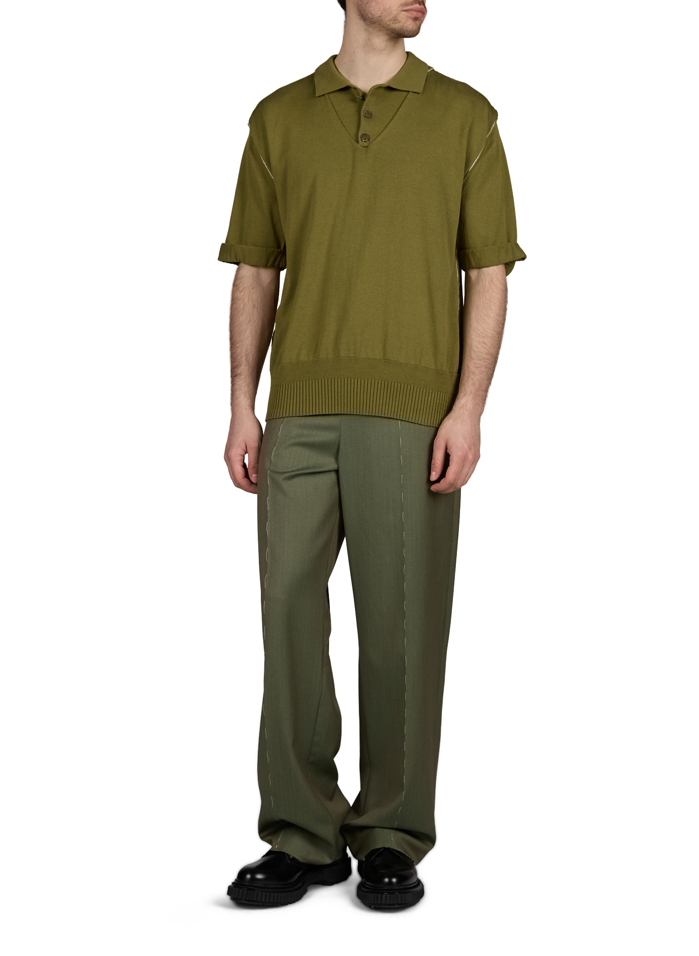 Cotton and silk polo SONIA CARRASCO Khaki