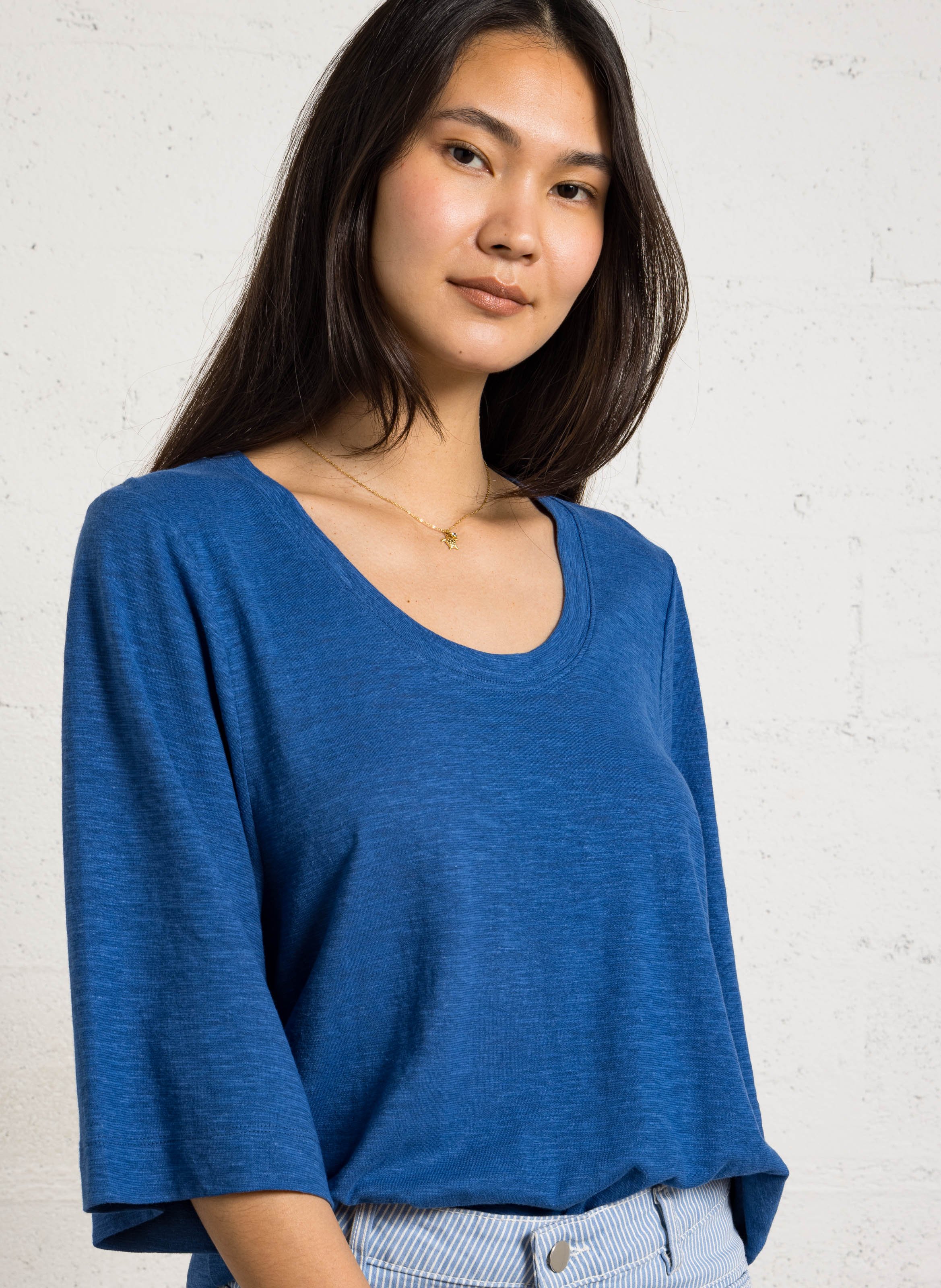 Tee-shirt col rond liana  Bleu