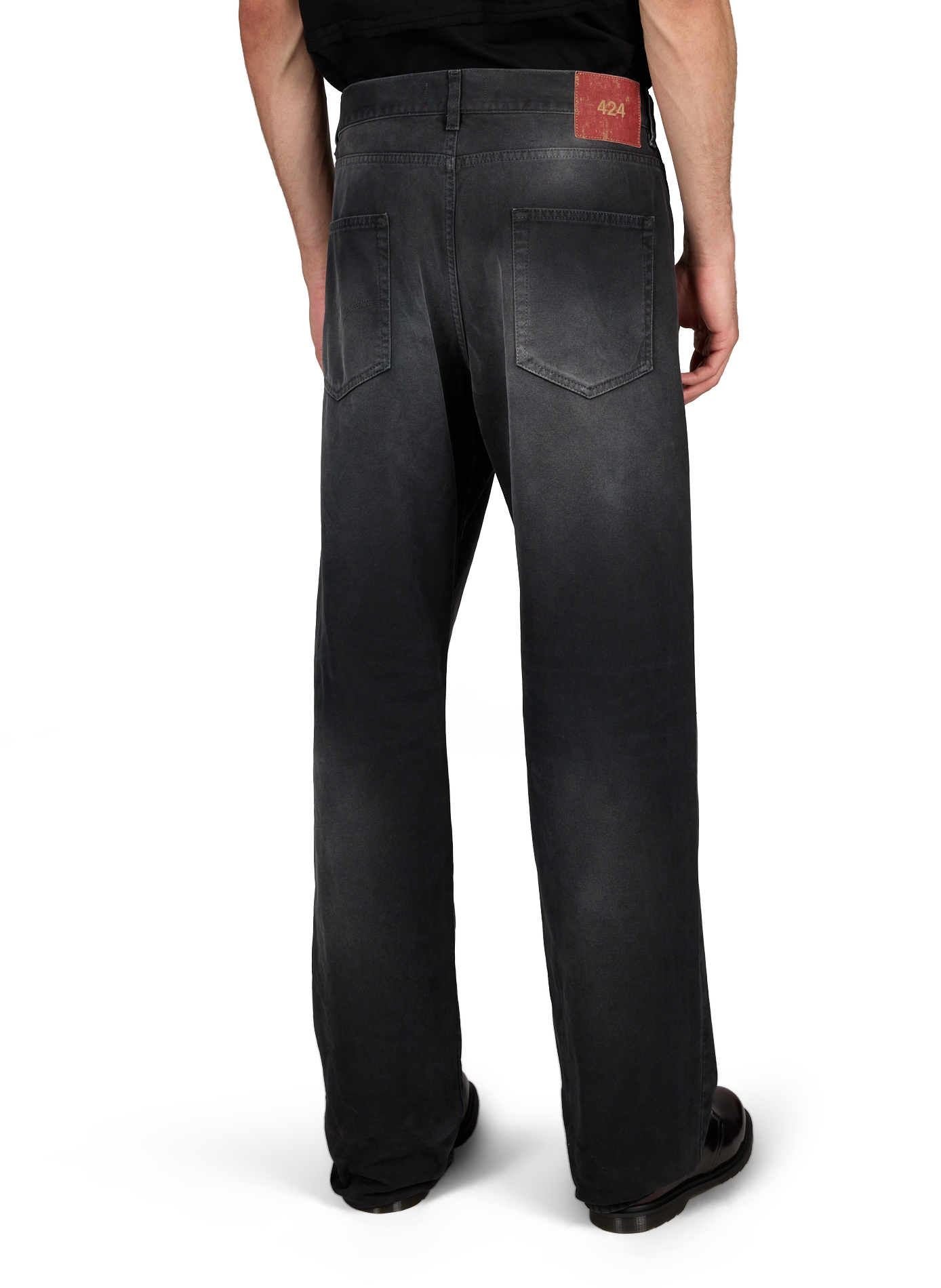 Denim five-pocket washed cotton jeans | Black 424 Men