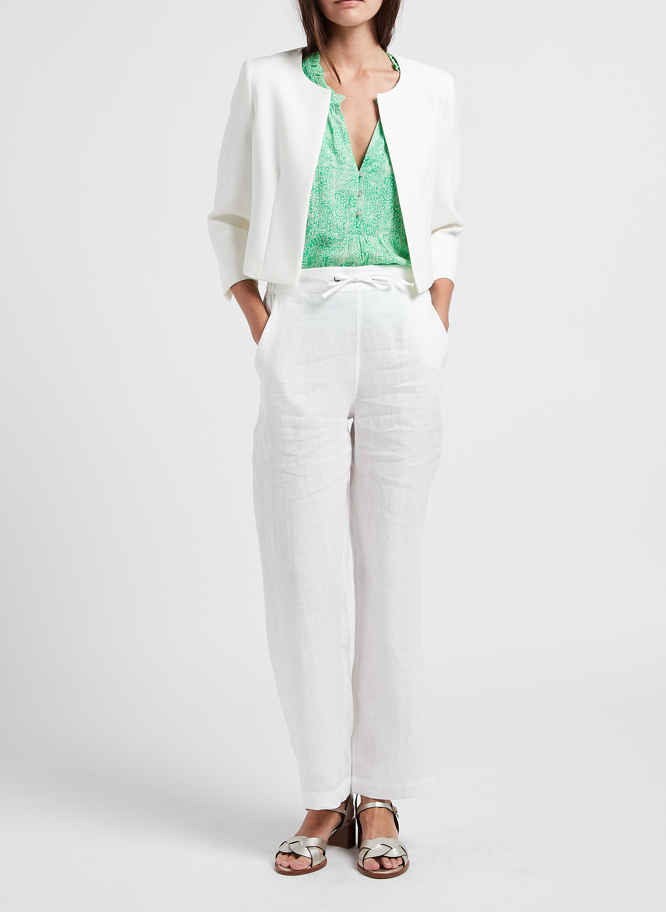 Veste courte droite lalie bis MAISON 123 Blanc