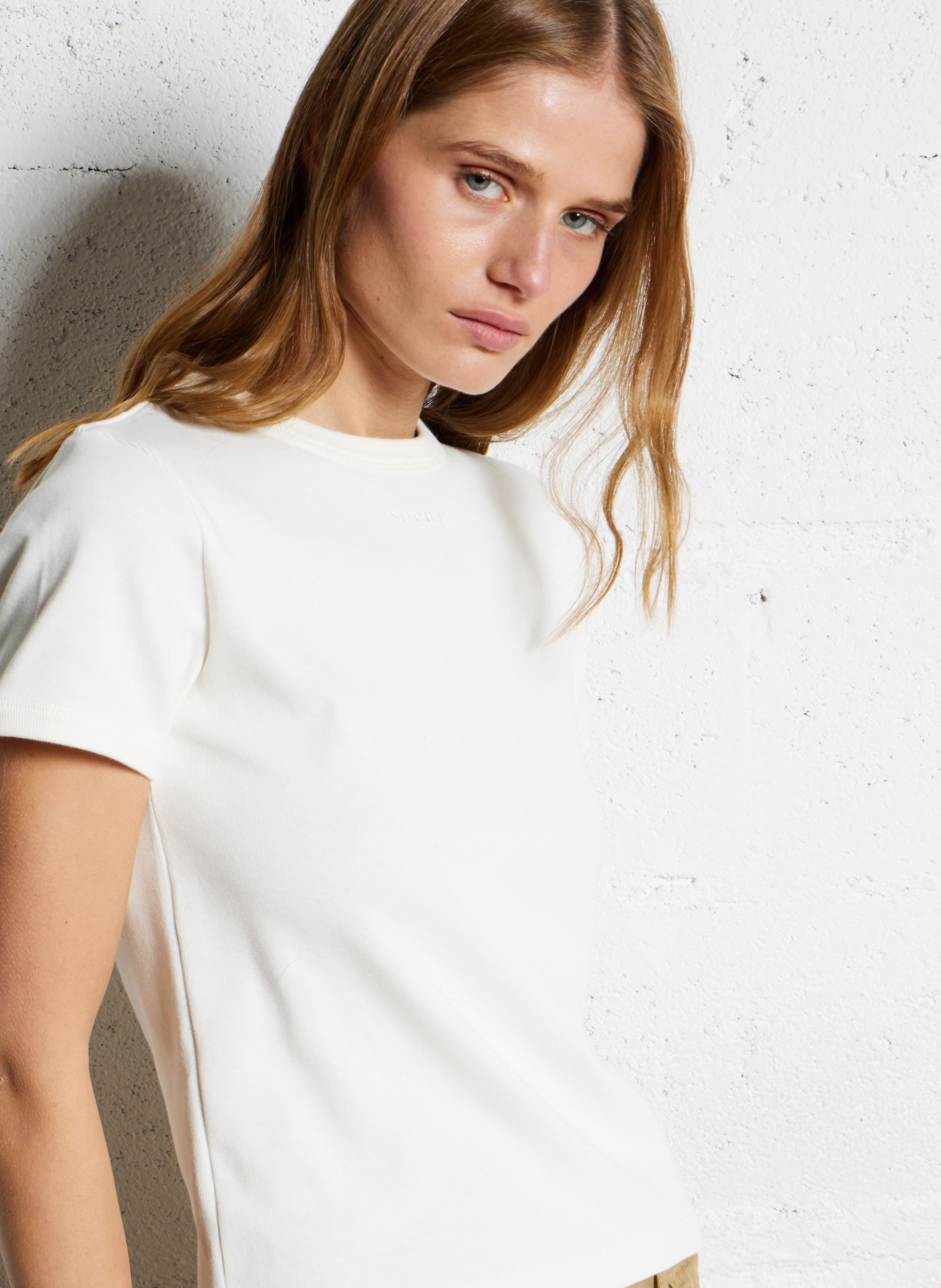 Tee-shirt droit col rond en coton bio aristide SOEUR Blanc