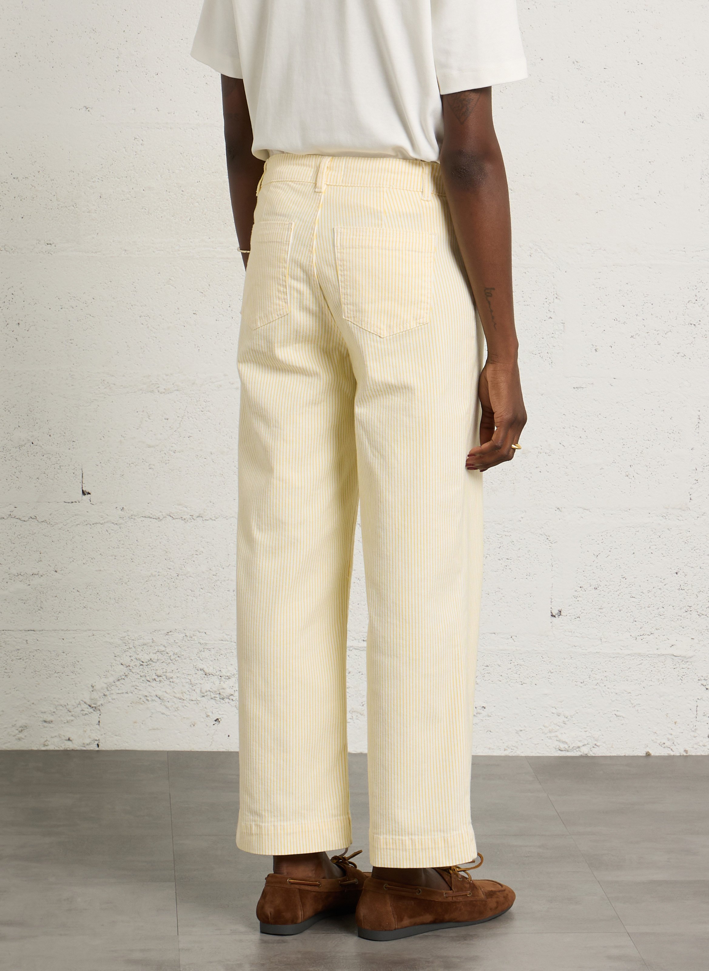 Jean cropped en coton mélangé rayé roma bis MAISON 123 Jaune