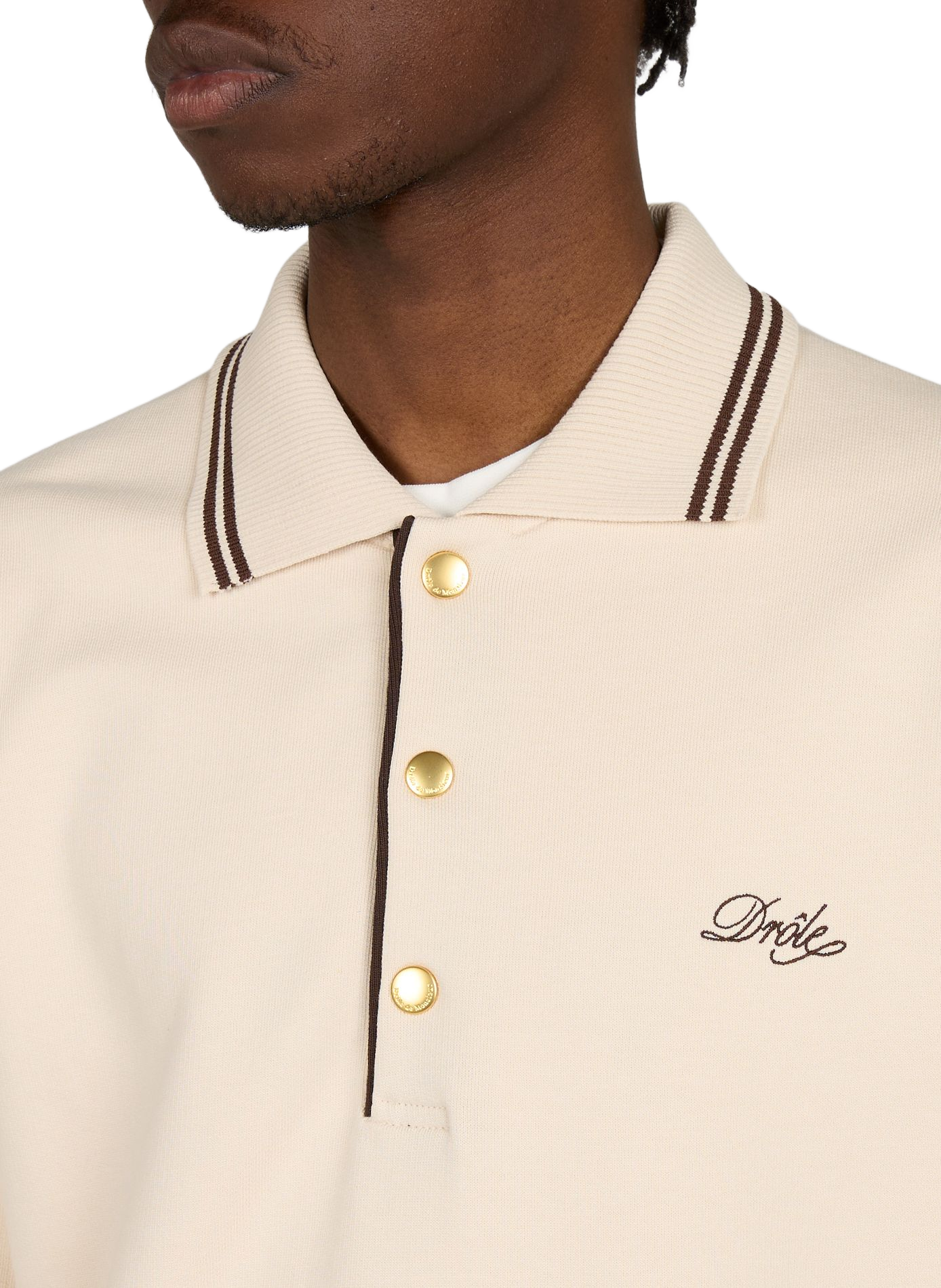 Straight sweatshirt with embroidered logo in cotton. DROLE DE MONSIEUR Beige