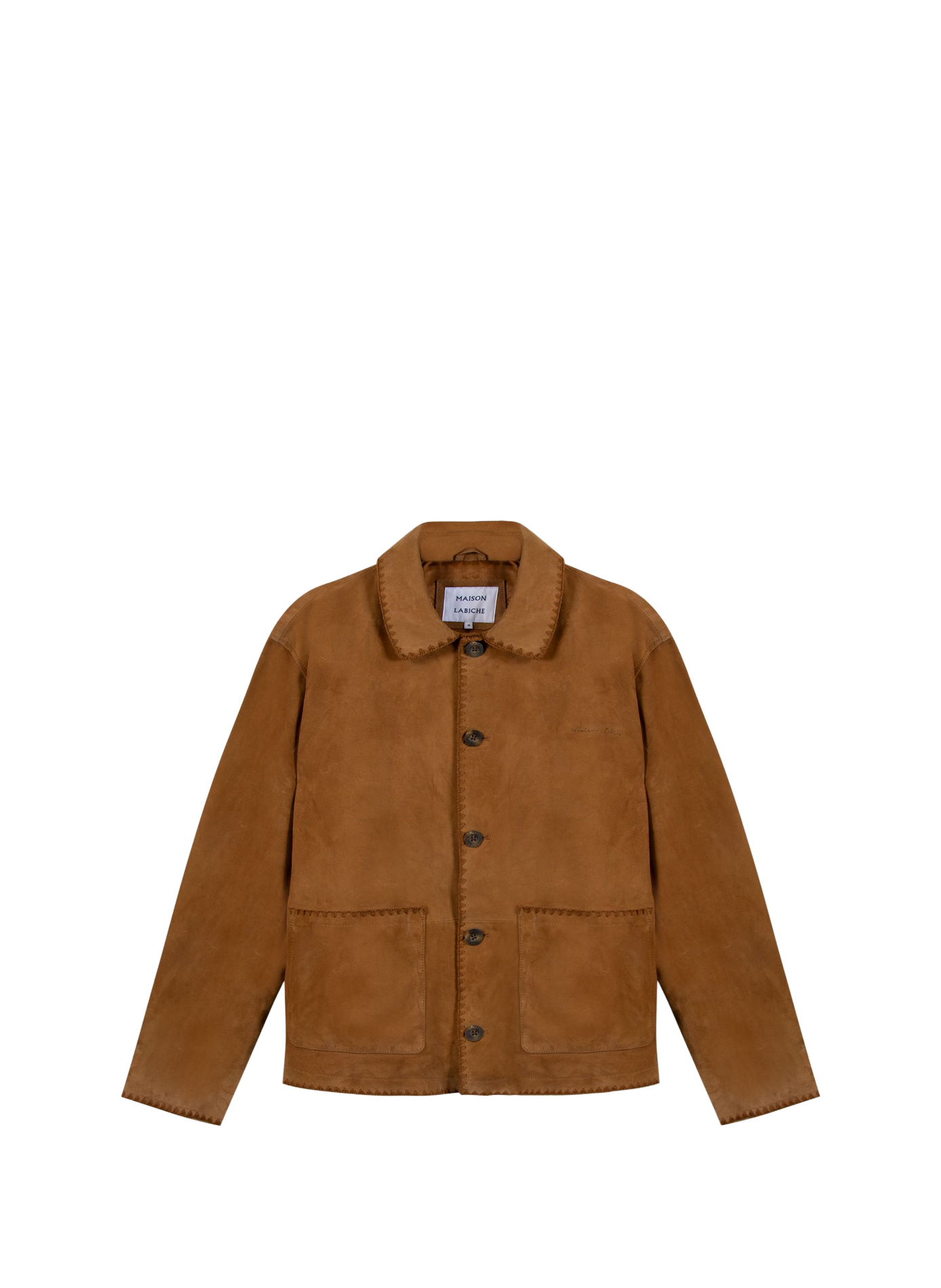 Straight classic collar suede leather jacket MAISON LABICHE Brown