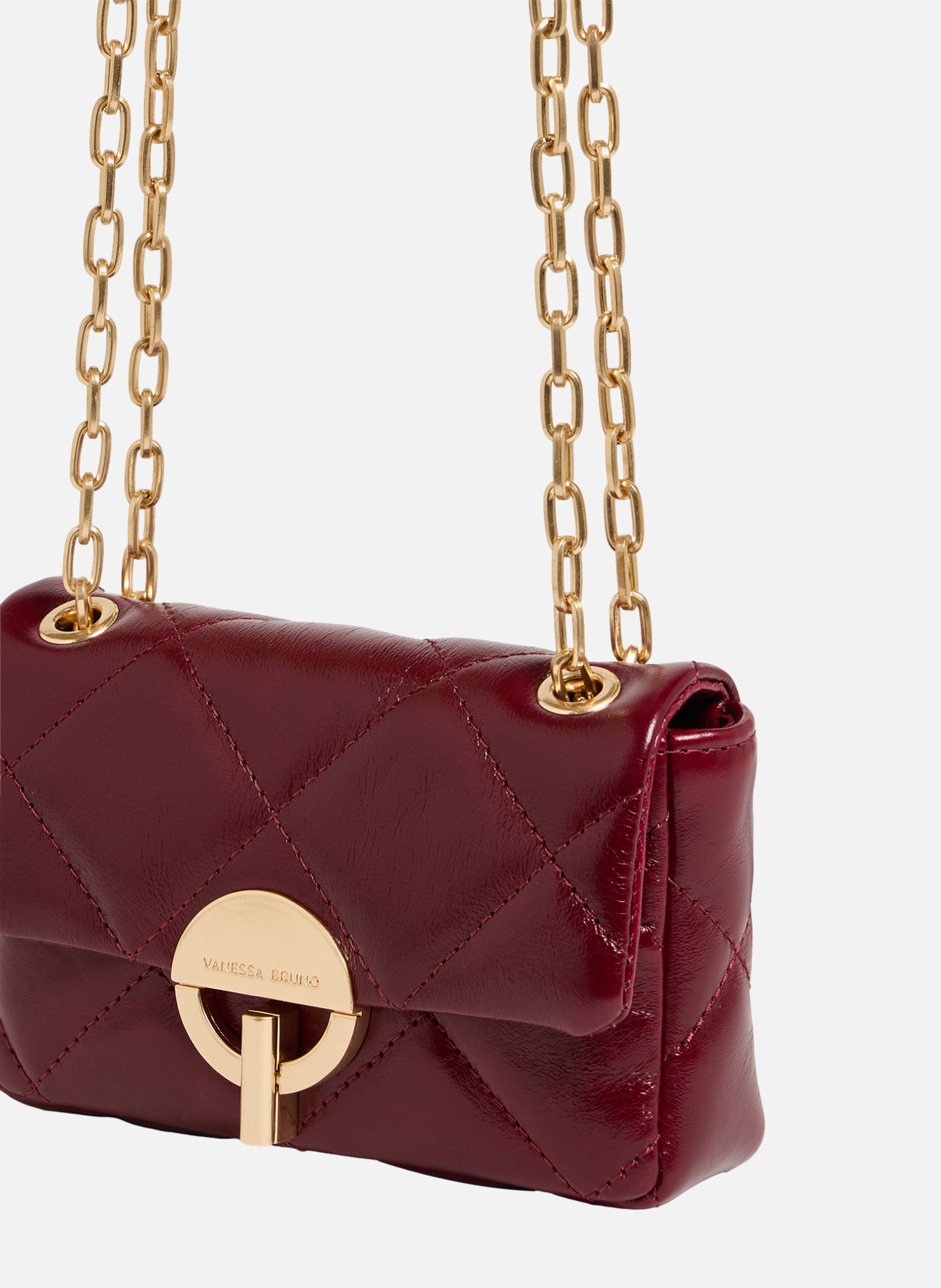 Petit sac moon en cuir craquelé VANESSA BRUNO Rouge