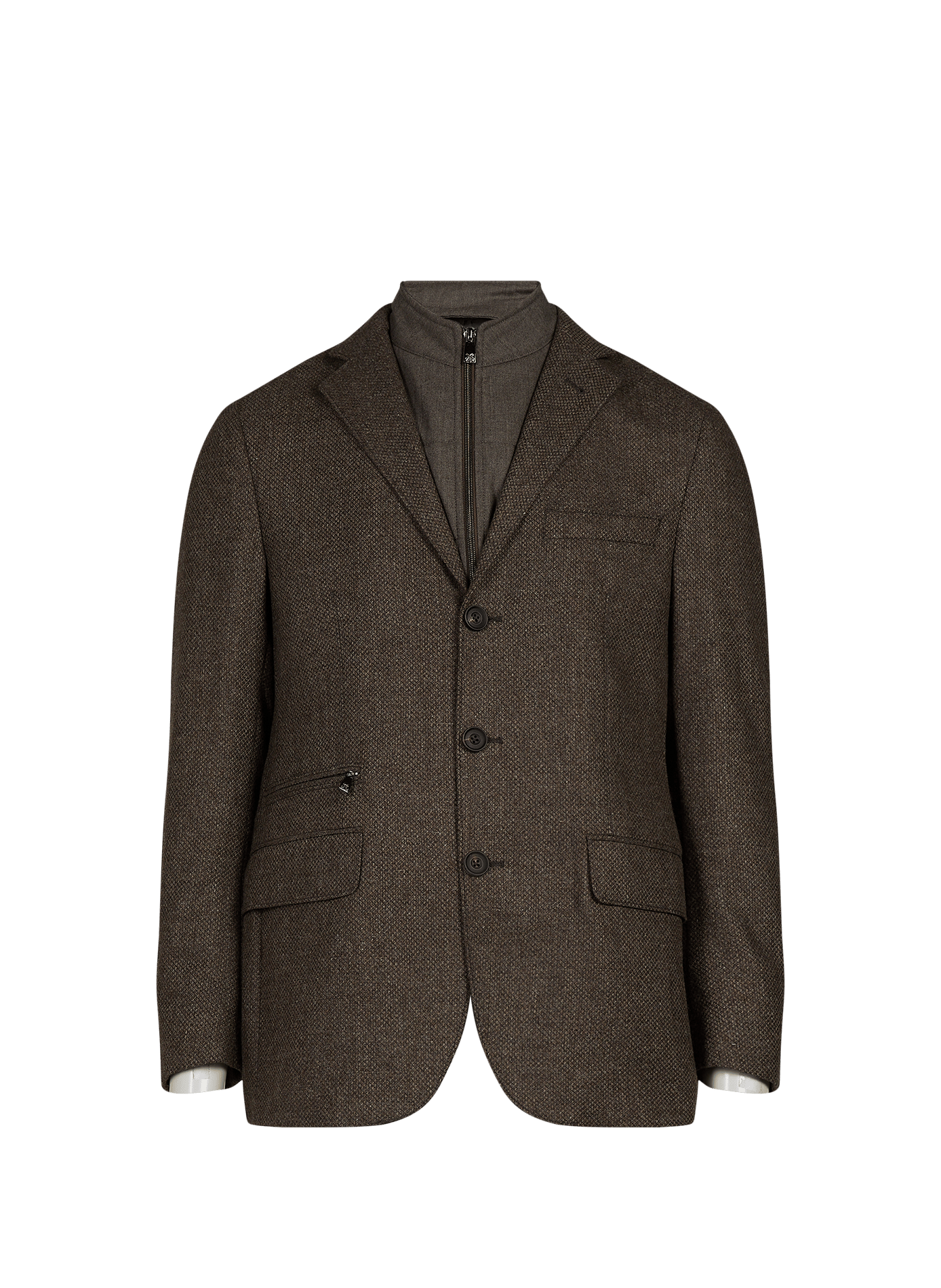 Blazer droit amovible en laine mélangée CORNELIANI Marron