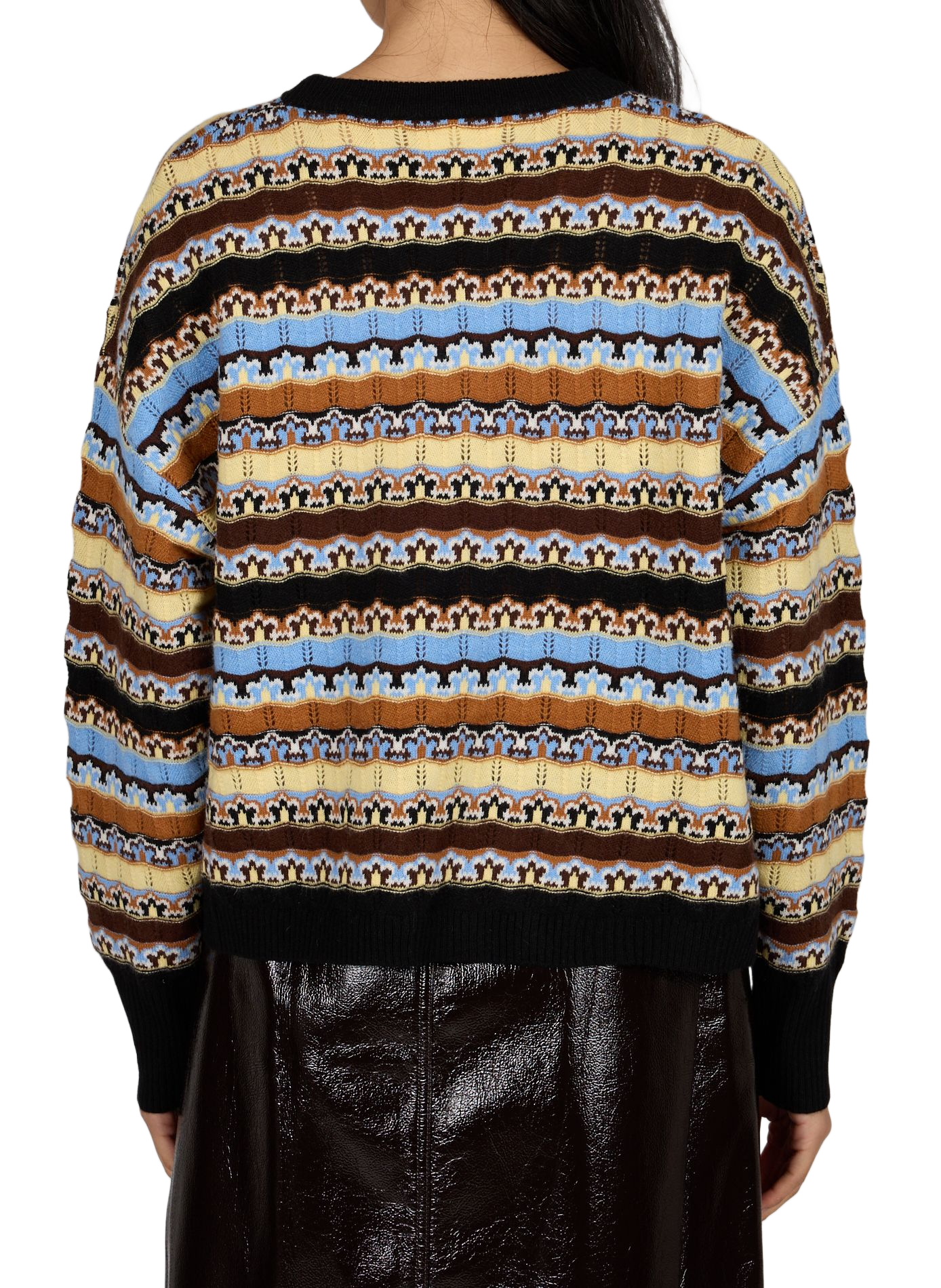 Weiter Pullover mit Print aus Wollmischung SUNCOO Braun