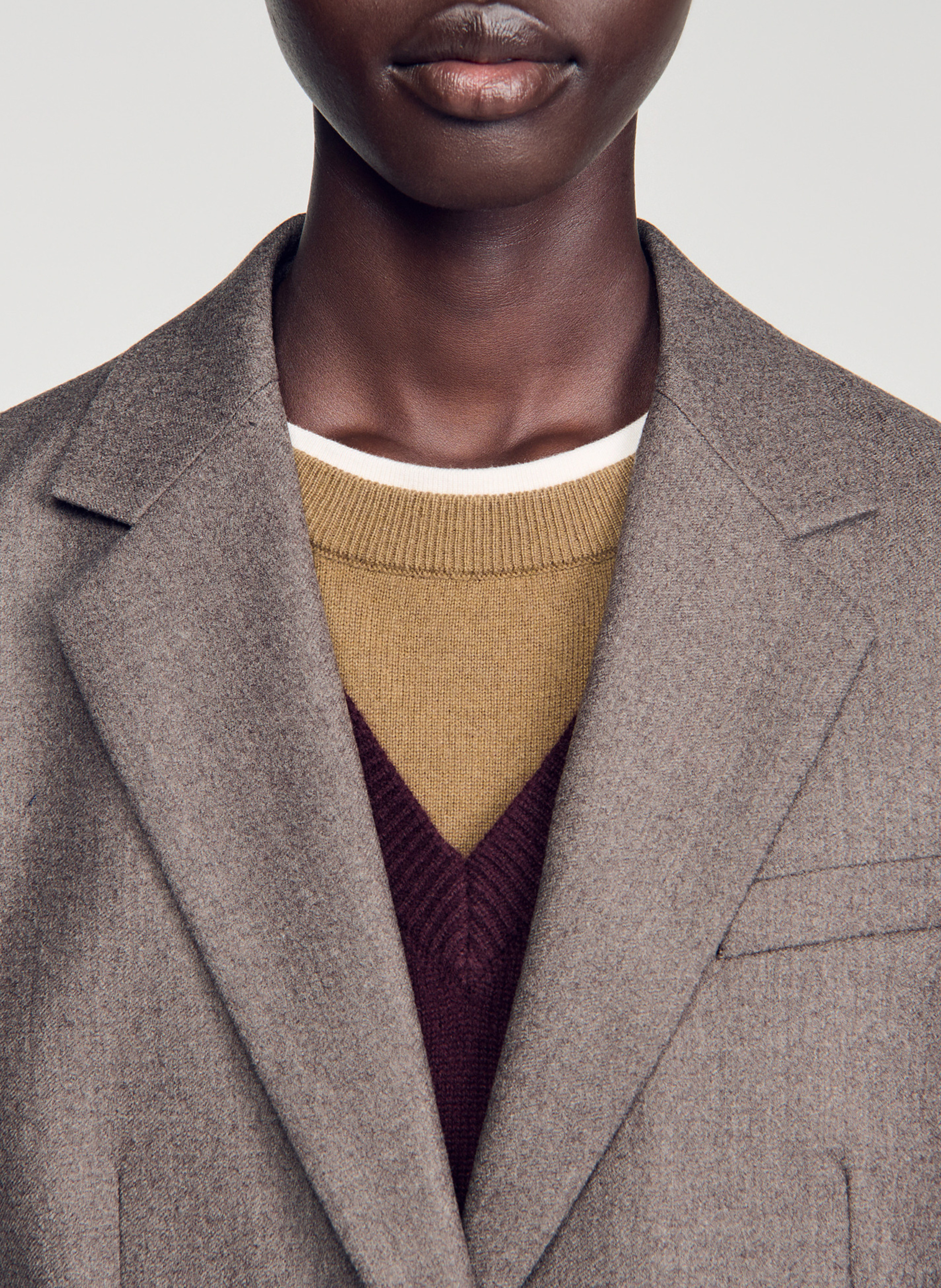 Veste de tailleur droite en laine SANDRO Beige