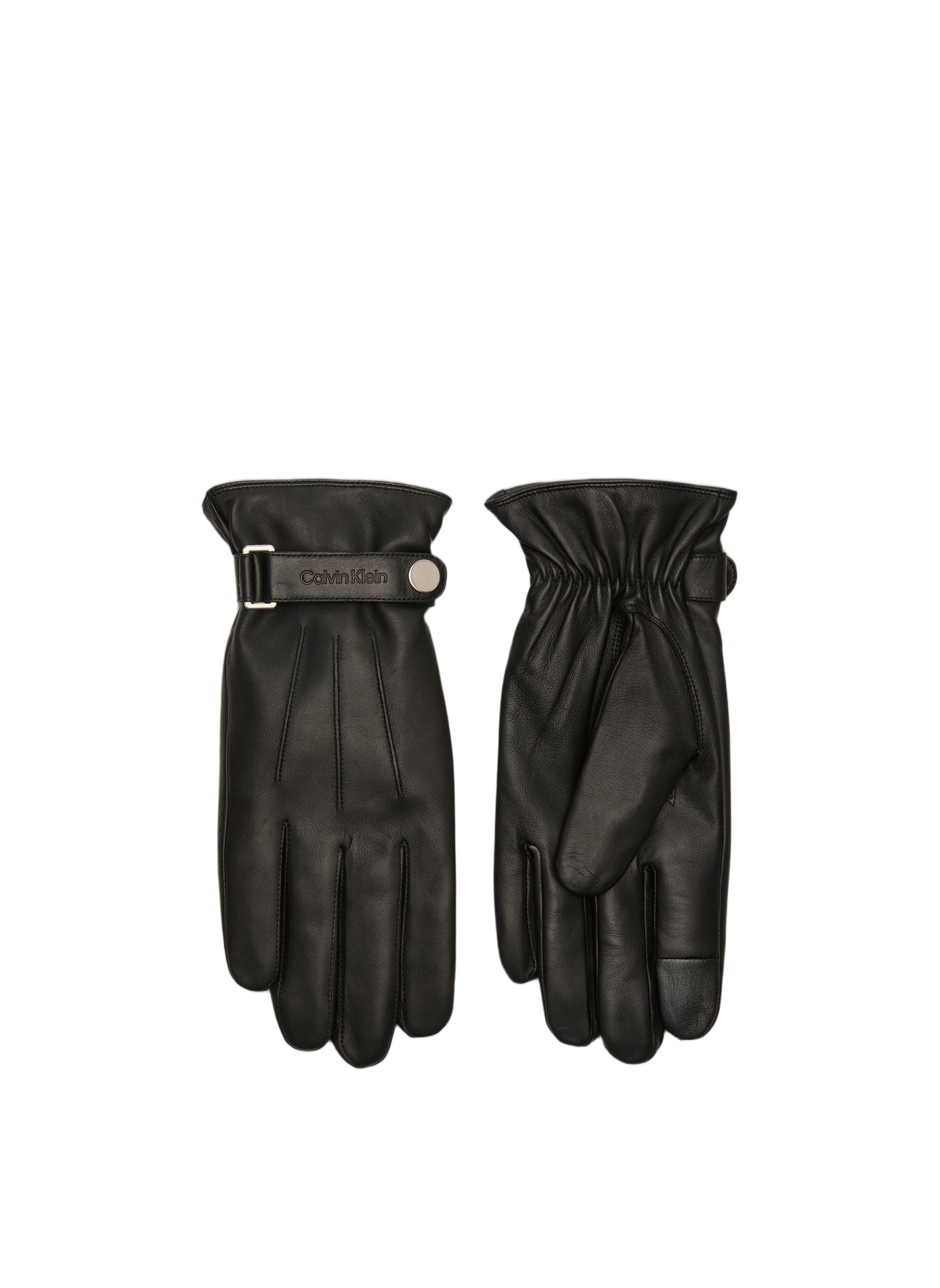 Gants unis en cuir CALVIN KLEIN Noir