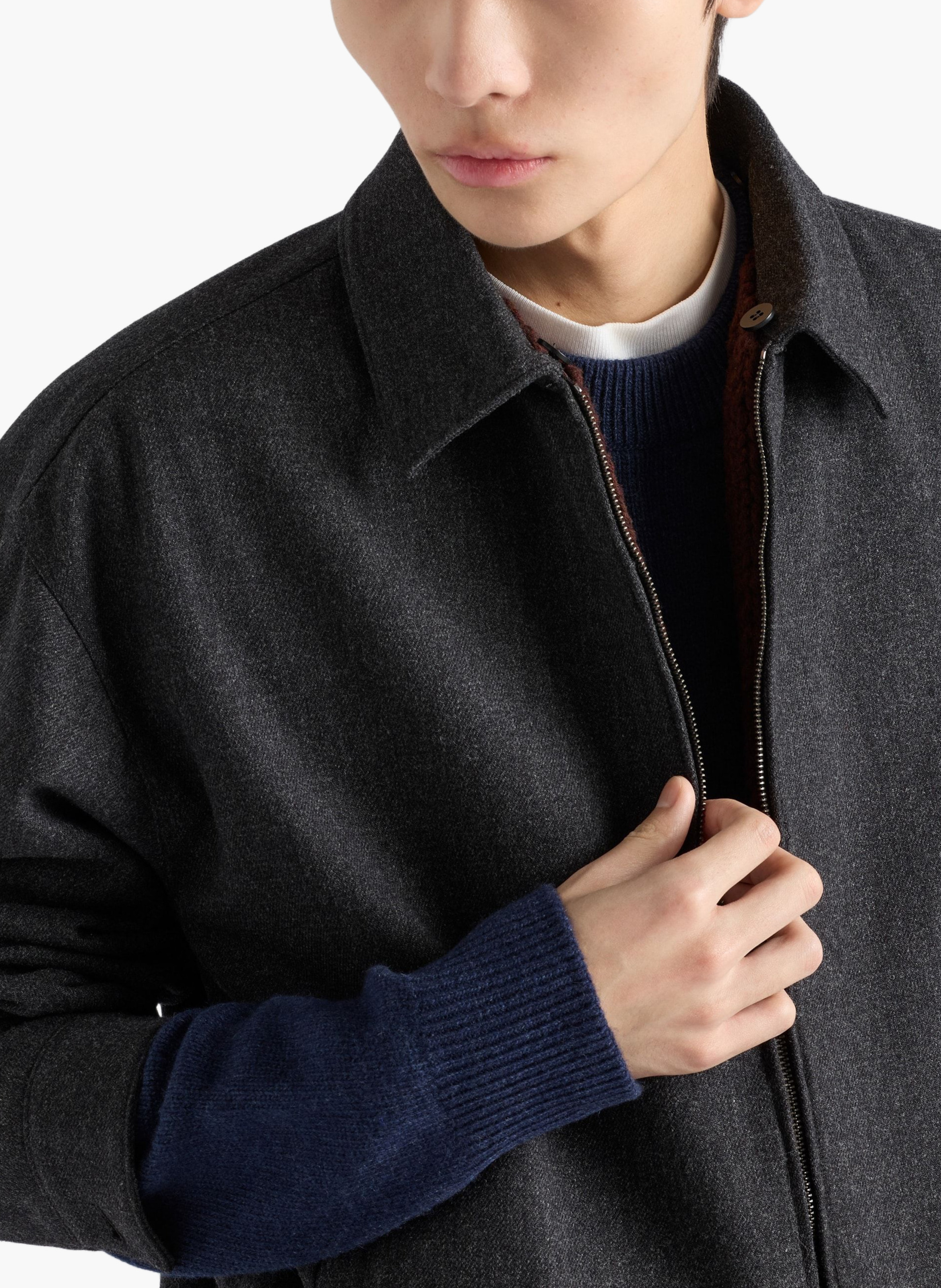 Pull à col rond en re-cashmere PRADA Bleu