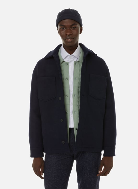 Manteau court en viscose Bleu by SAMSOE SAMSOE SAMSOE SAMSOE Manteau court en viscose Bleu