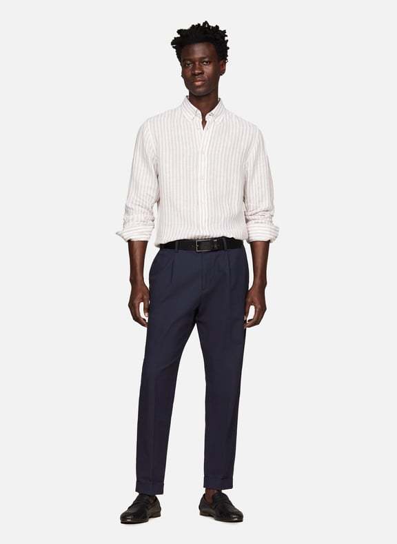 Chemise rayée en lin Beige by TOMMY HILFIGER TOMMY HILFIGER Chemise rayée en lin Beige