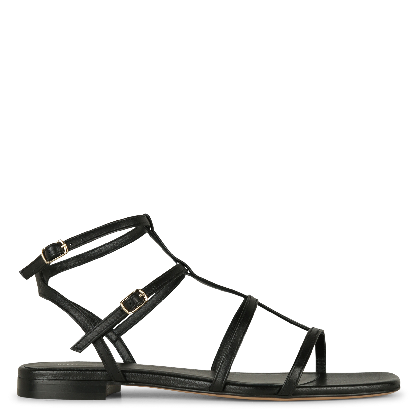 RIVECOUR Sandales plates en cuir n°210 Noir