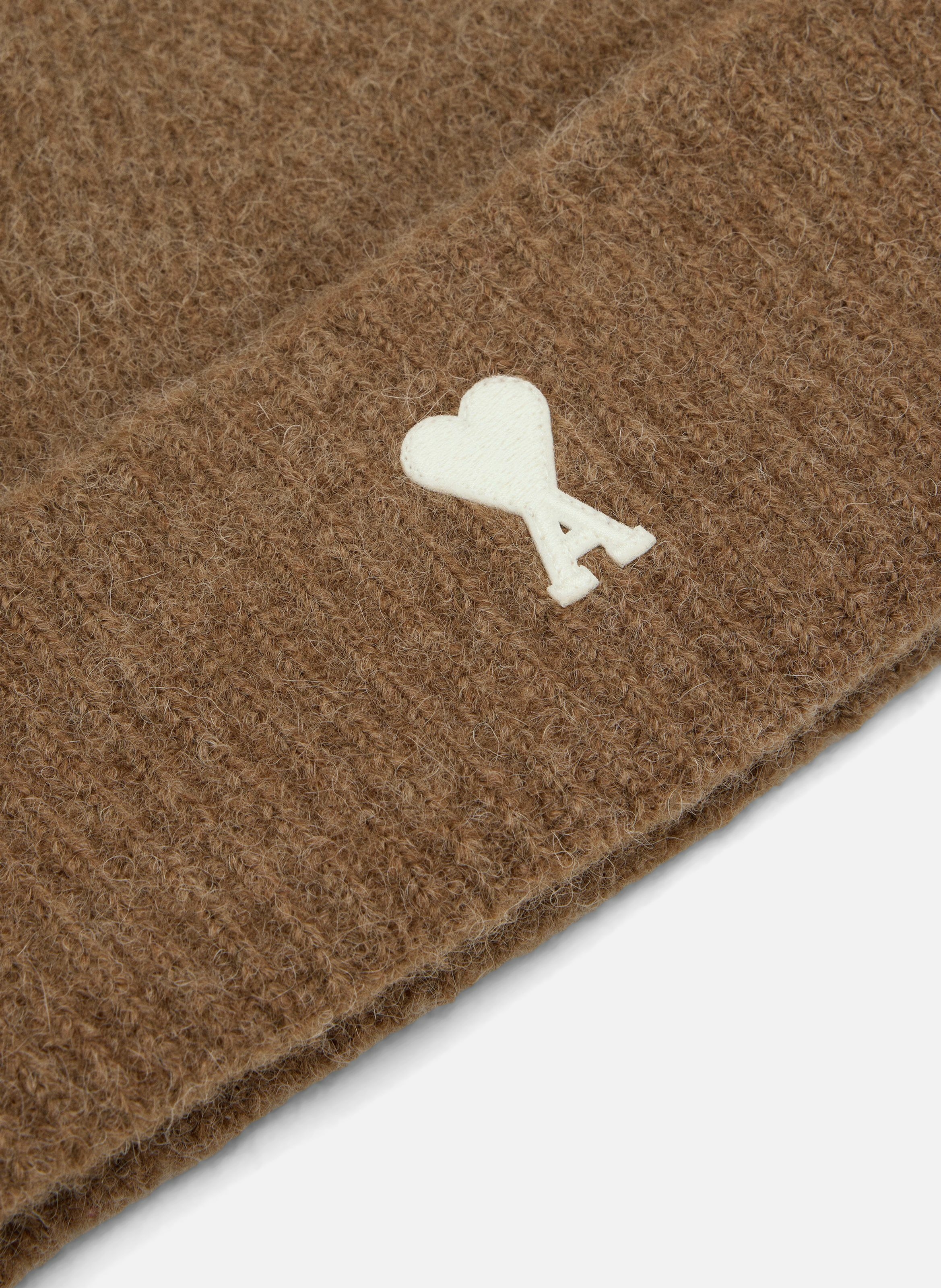 Bonnet ami de coeur en alpaga rayé unisexe AMI PARIS Marron