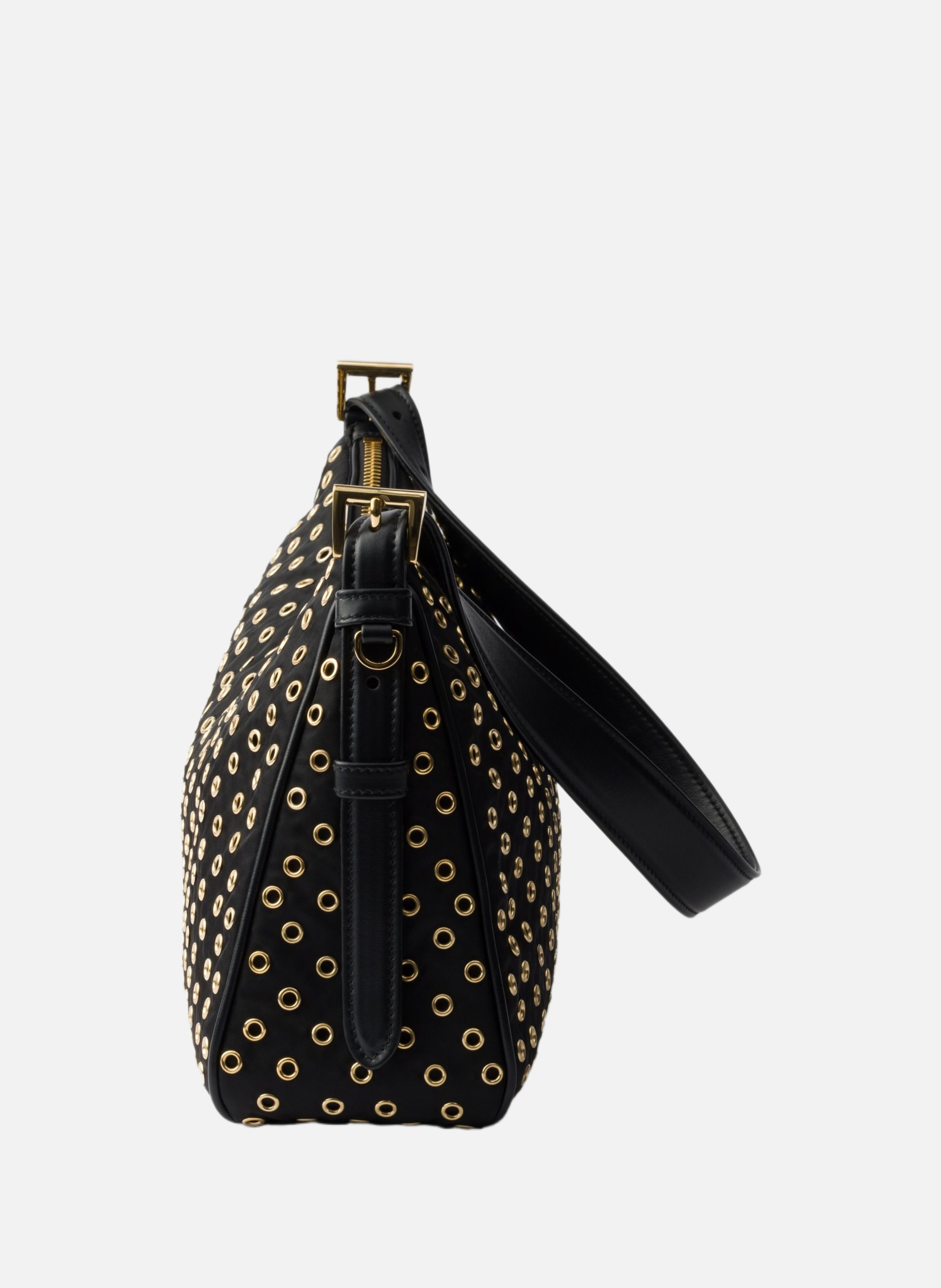 Grand sac à bandoulière prada aimée en re-nylon av PRADA Noir