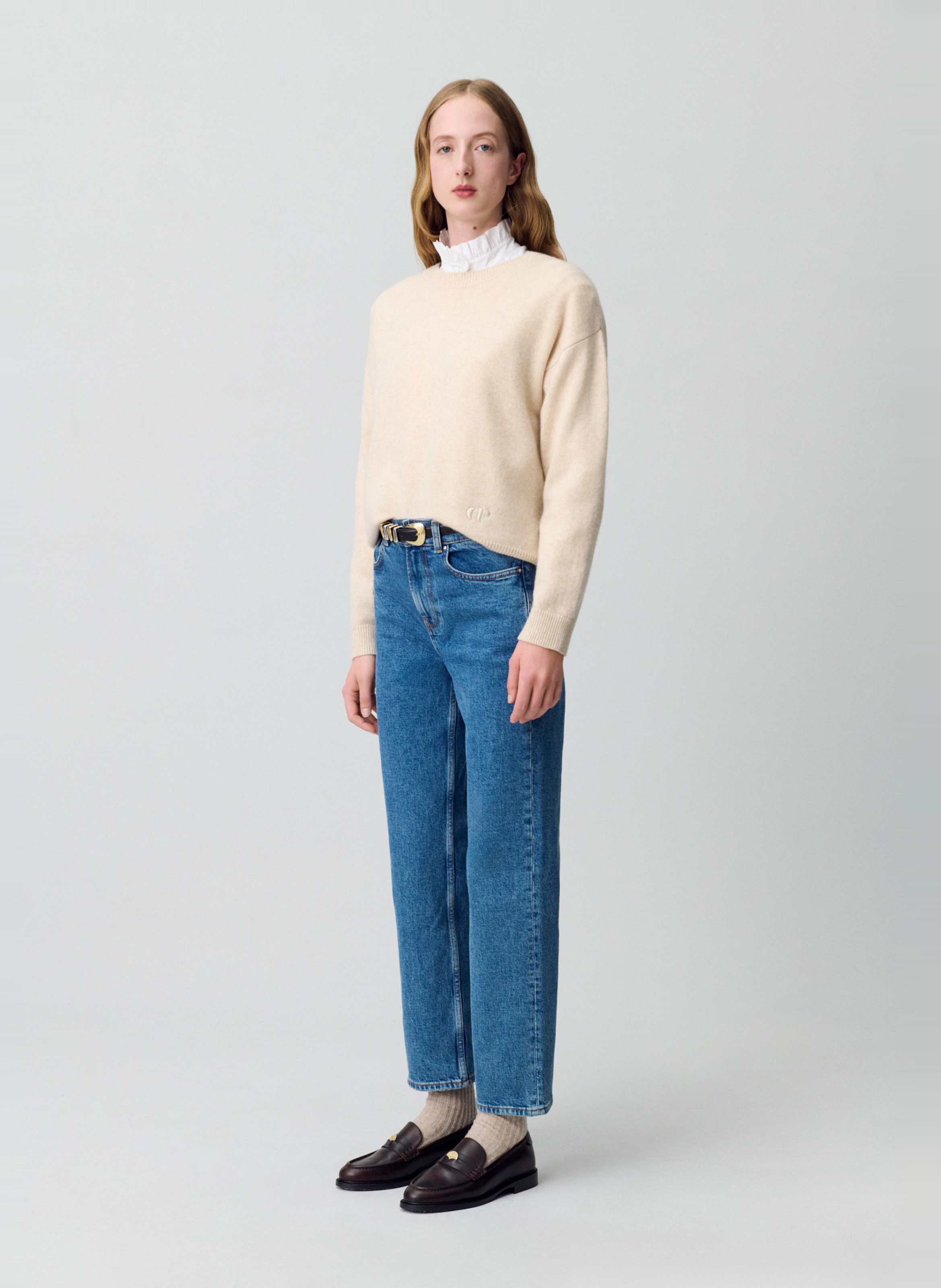 Pull col rond en cachemire CLAUDIE PIERLOT Beige