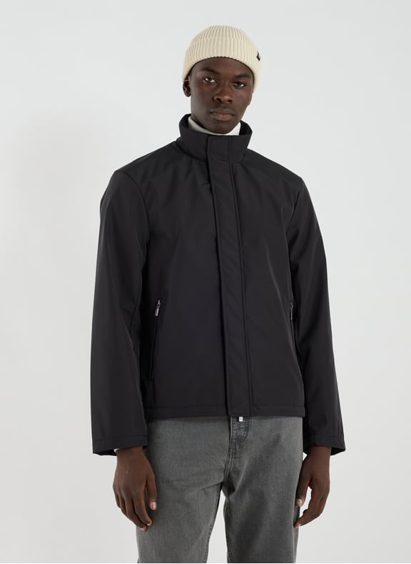 Straight jacket with high collar Black by ARMANI EXCHANGE ARMANI EXCHANGE Straight jacket with high collar Black