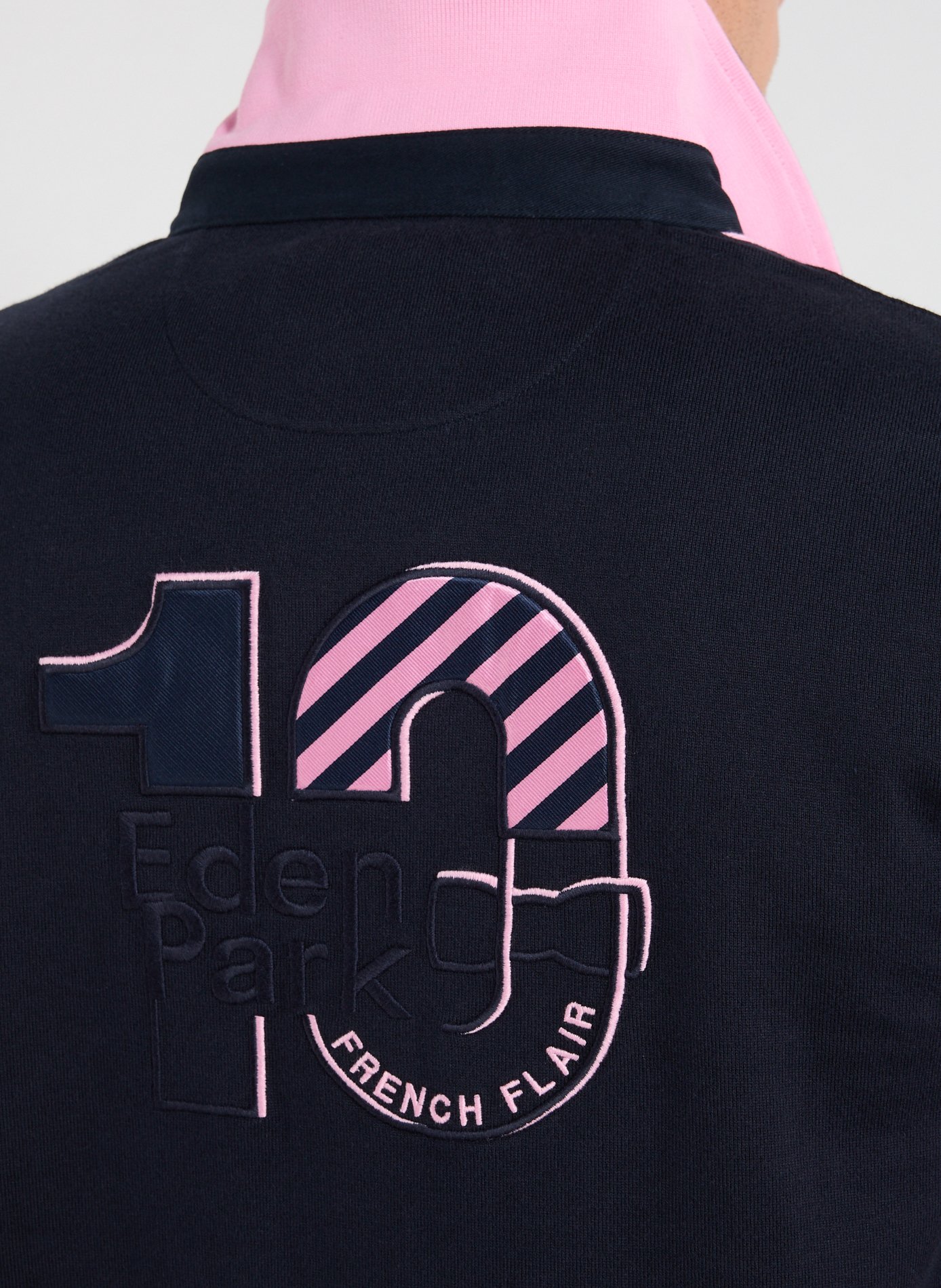 Short-sleeved embroidered cotton polo EDEN PARK Blue