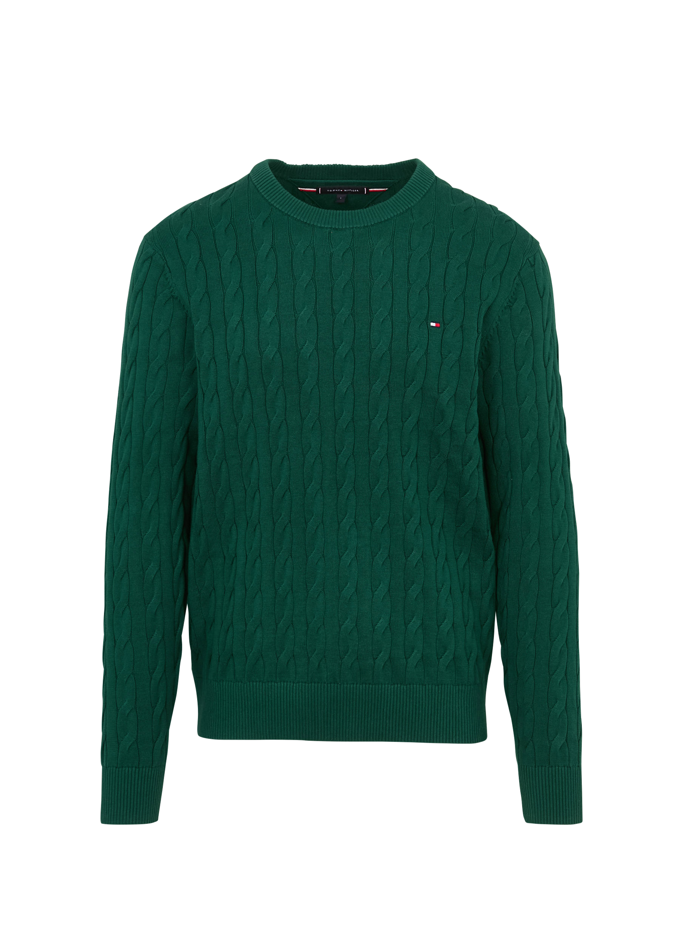 TOMMY HILFIGER Pull en maille torsadée Vert
