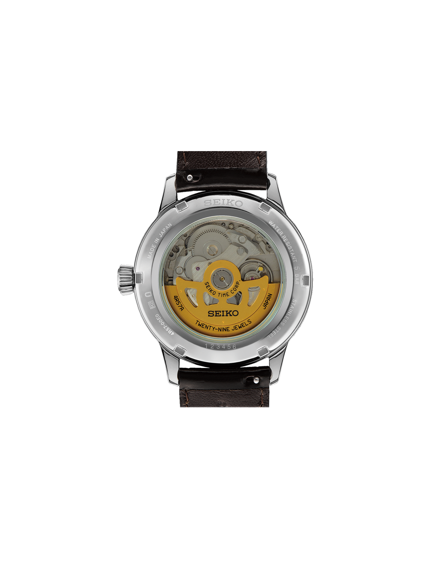 Montre en cuir et acier inoxydable SEIKO Marron