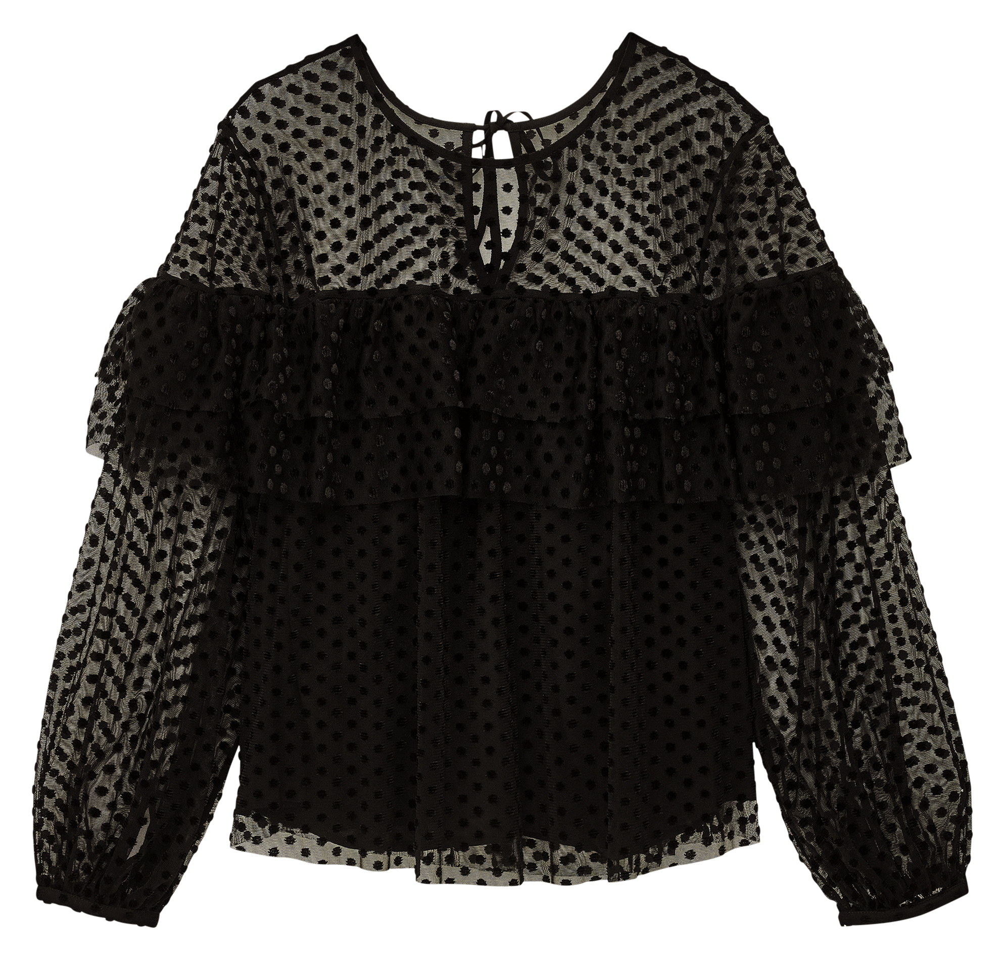 Blouse ample à pois et volants raff BA&SH Noir