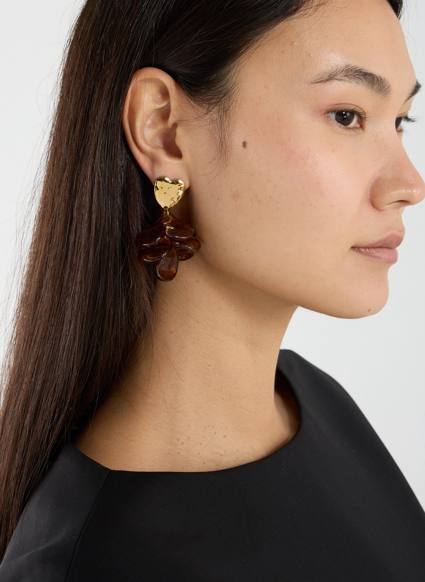 Boucles d'oreille forme fleur AU PRINTEMPS PARIS Marron