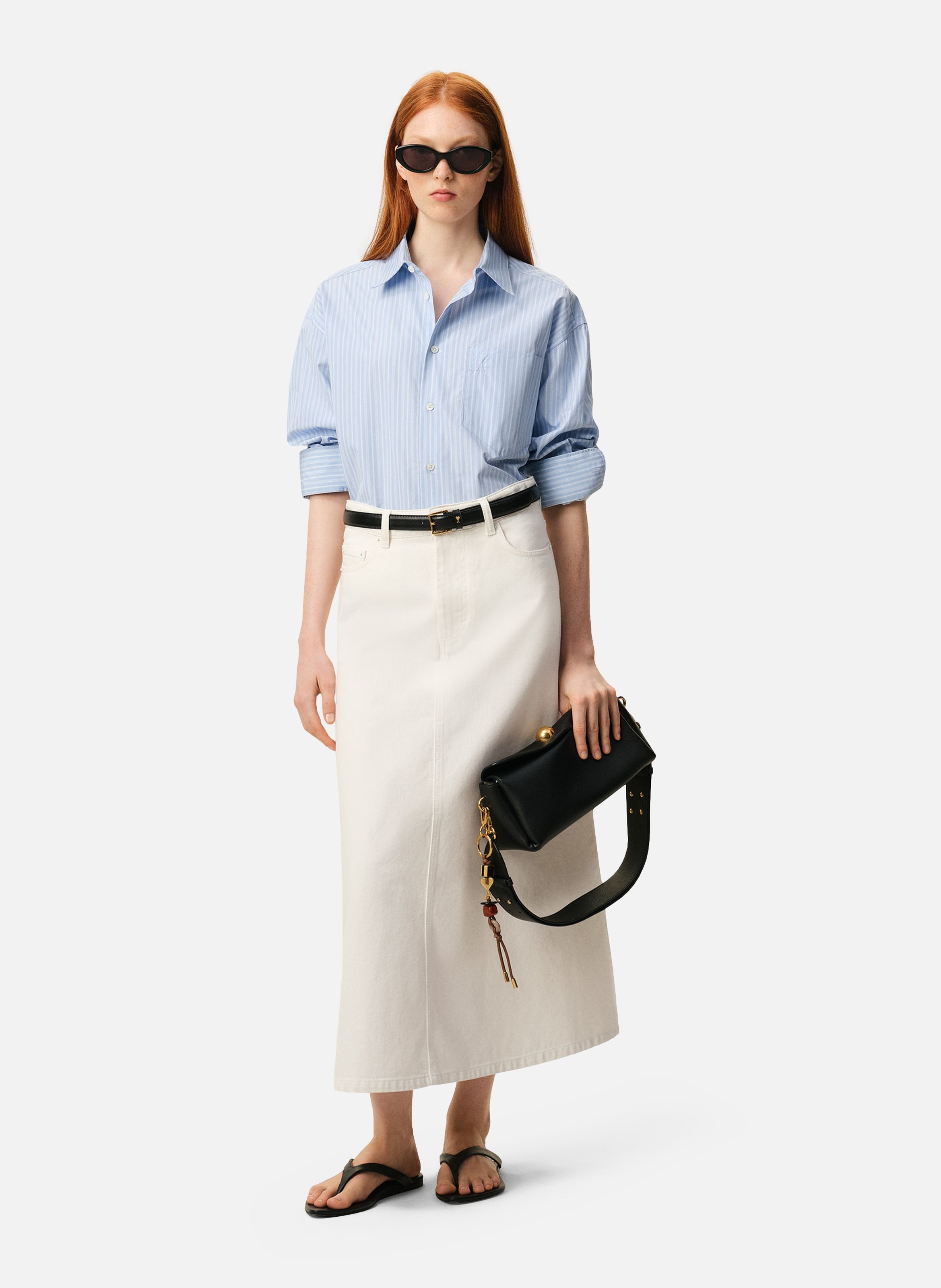 Jupe longue en coton AMI PARIS Blanc