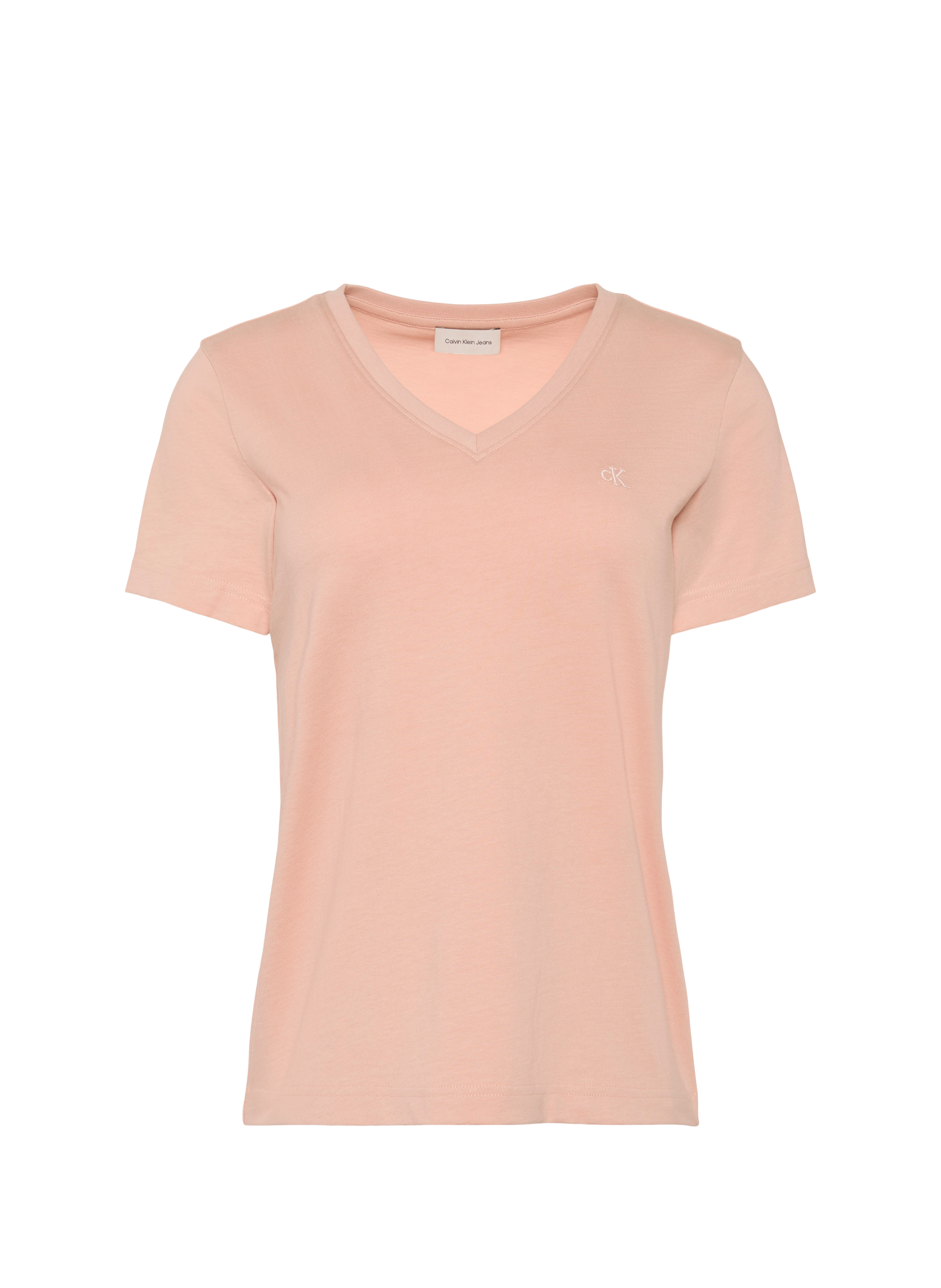 Straight V-neck cotton t-shirt CALVIN KLEIN Pink