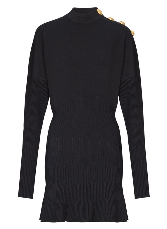 Balmain Paris Robe Robe courte en maille évasée Noir Balmain - Femme | Printemps.com