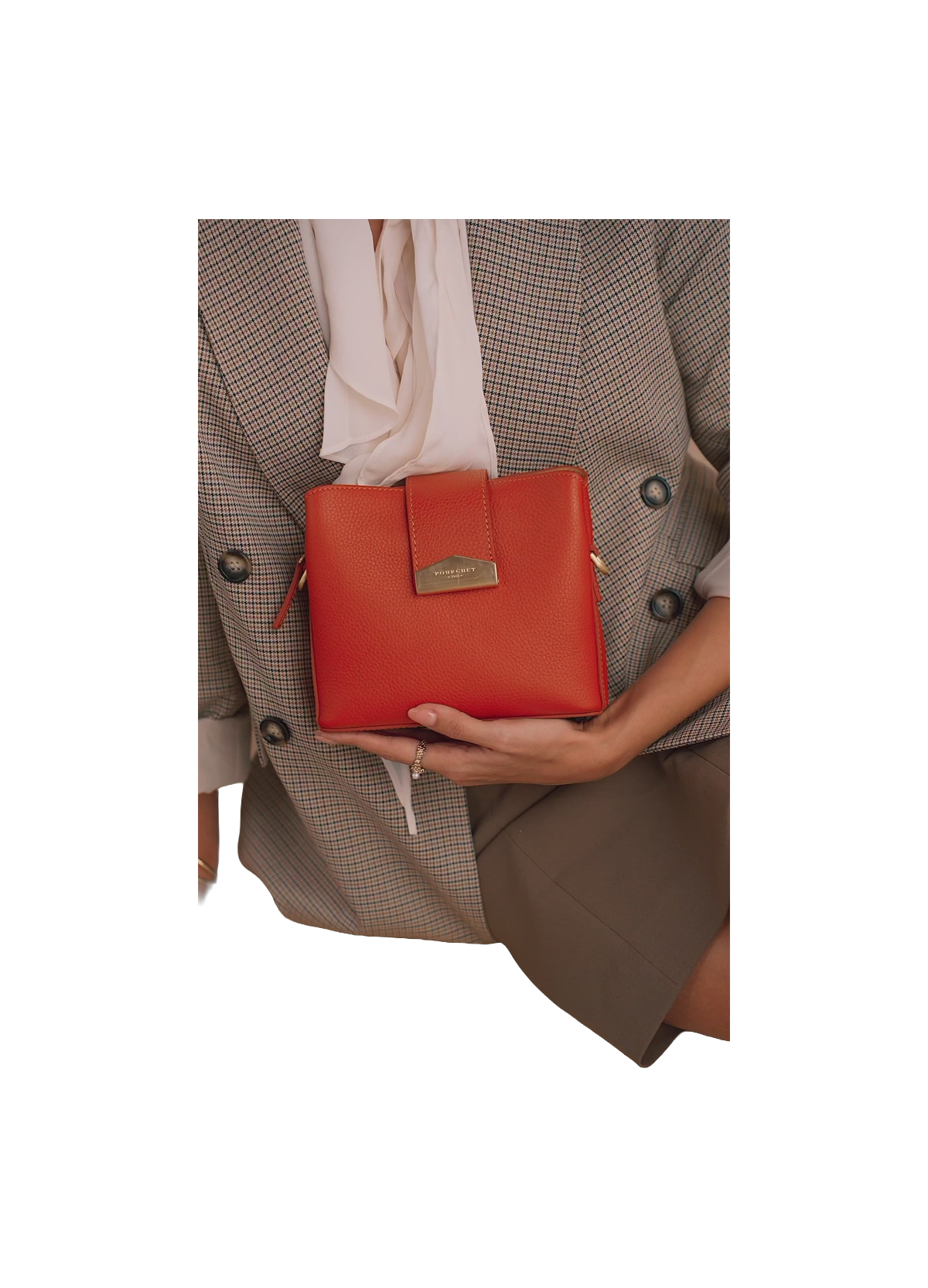 Cavalcade | Sac porté travers GM en cuir de vachette POURCHET Orange