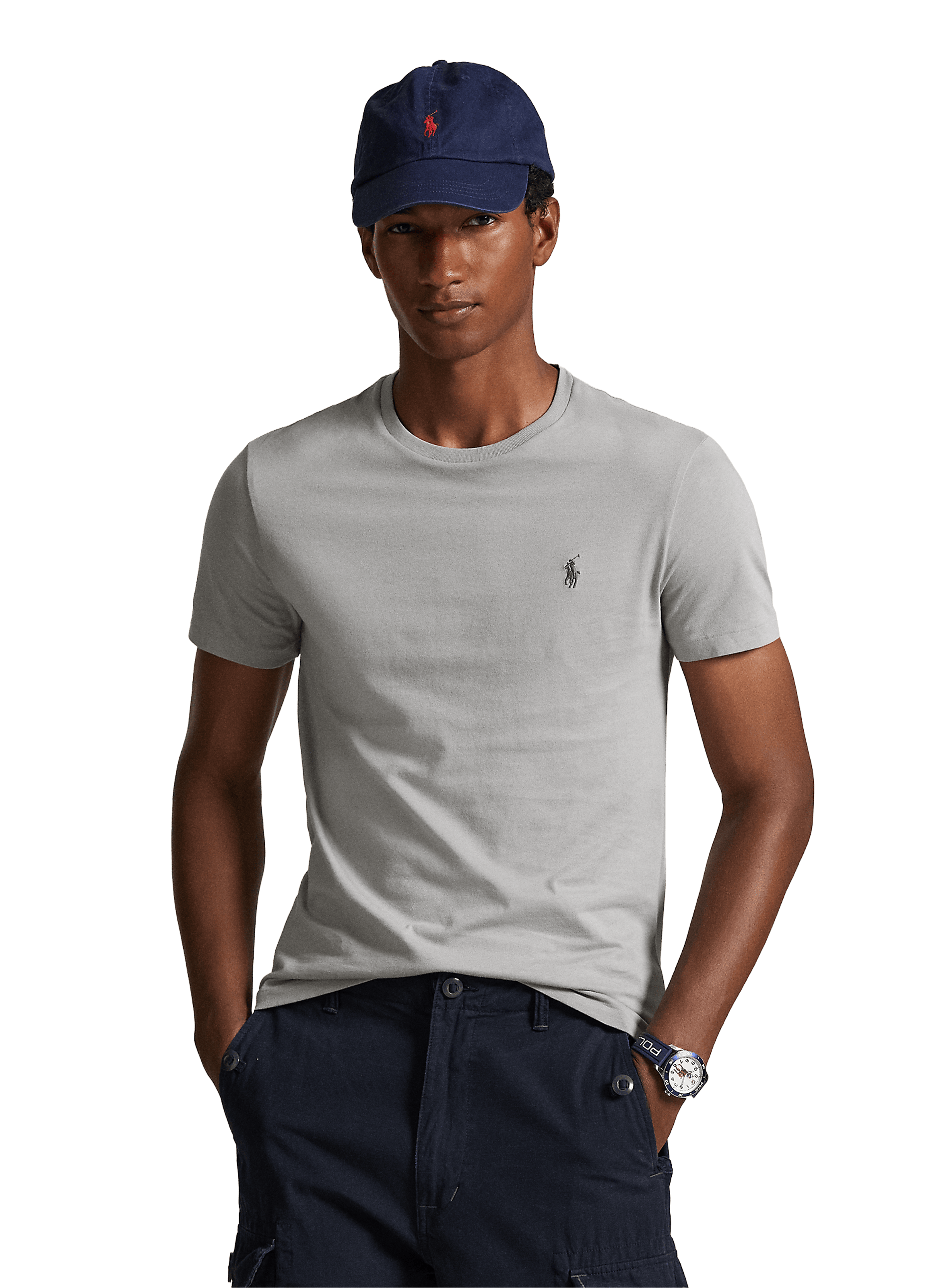 T-shirt slim en coton POLO RALPH LAUREN Gris