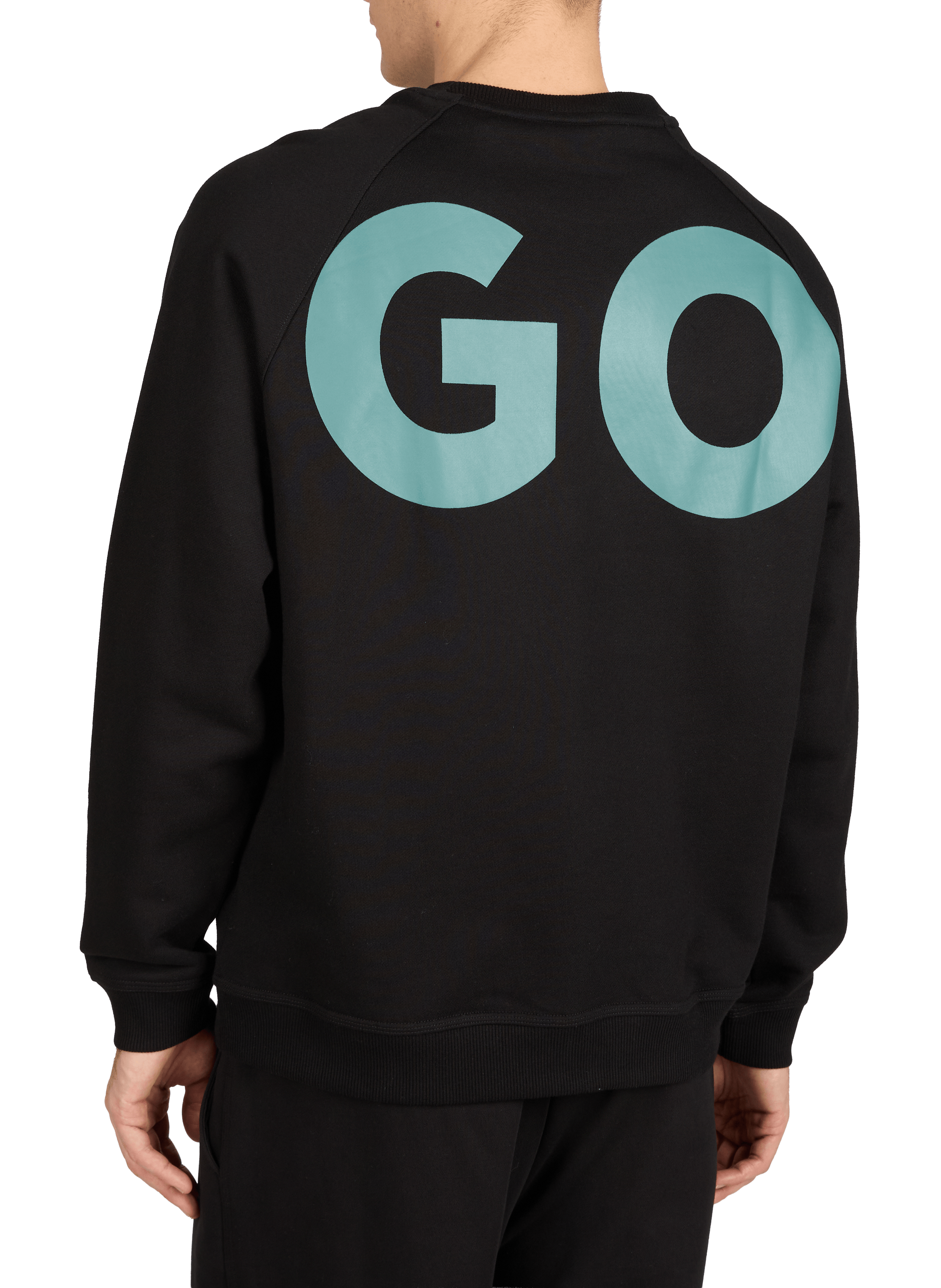 Sweat imprimé à col rond en coton HUGO BLUE Noir