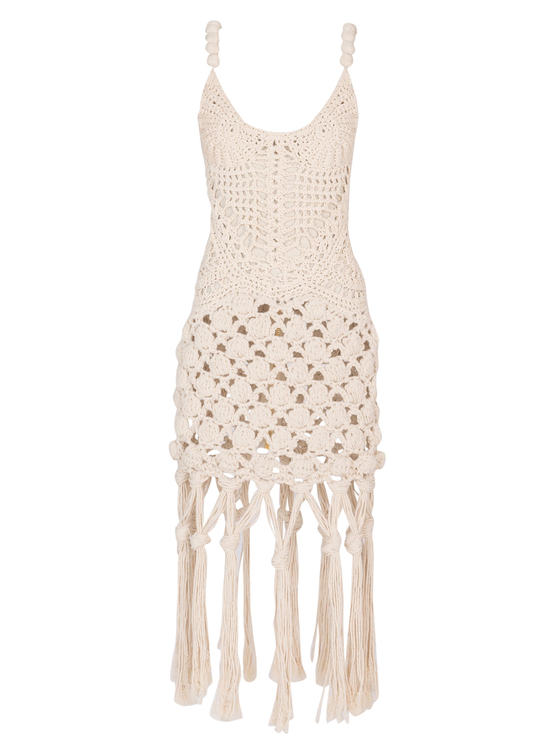 Robe en crochet BALMAIN Beige