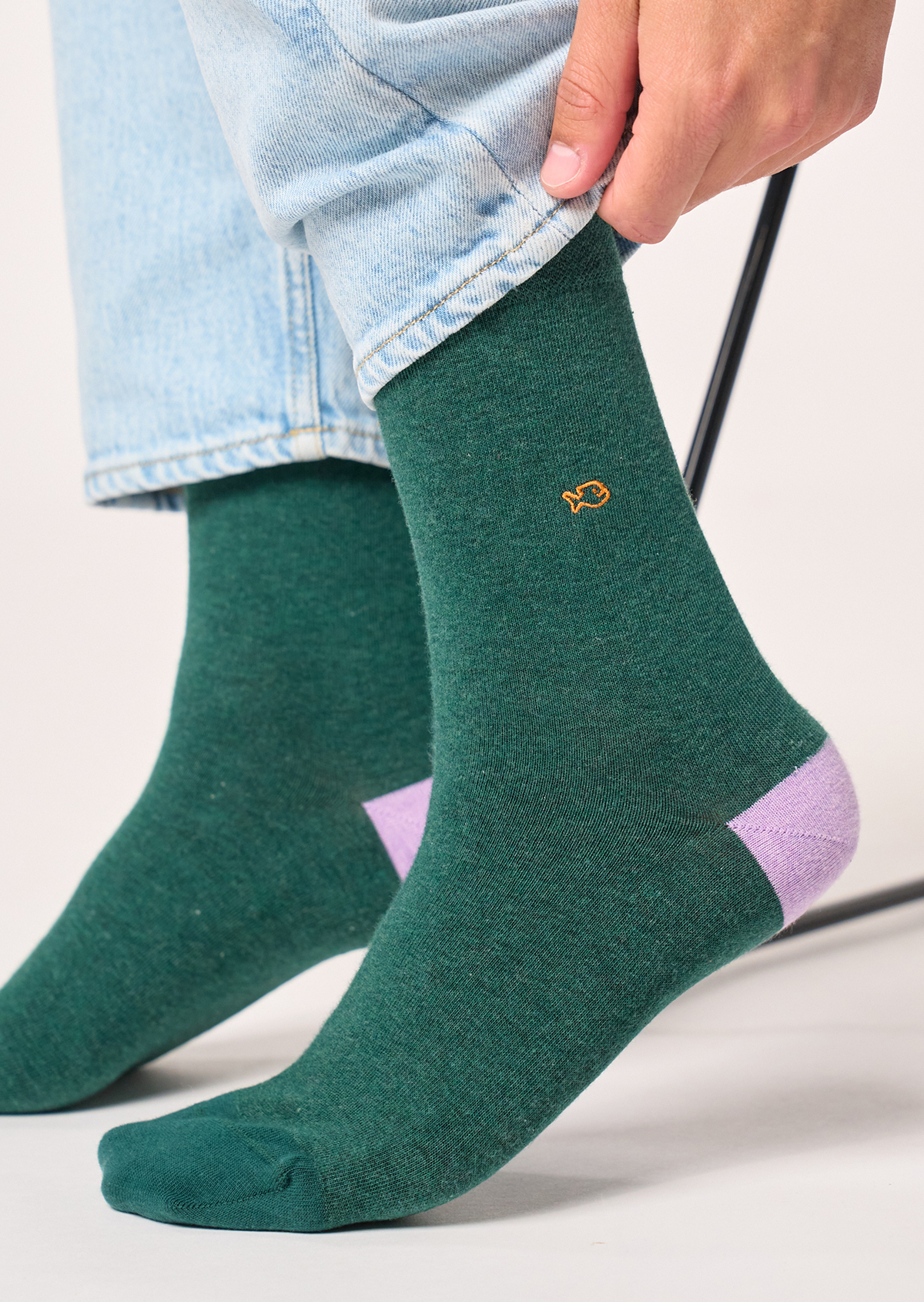 Chaussettes en coton peigné unies BILLYBELT Vert