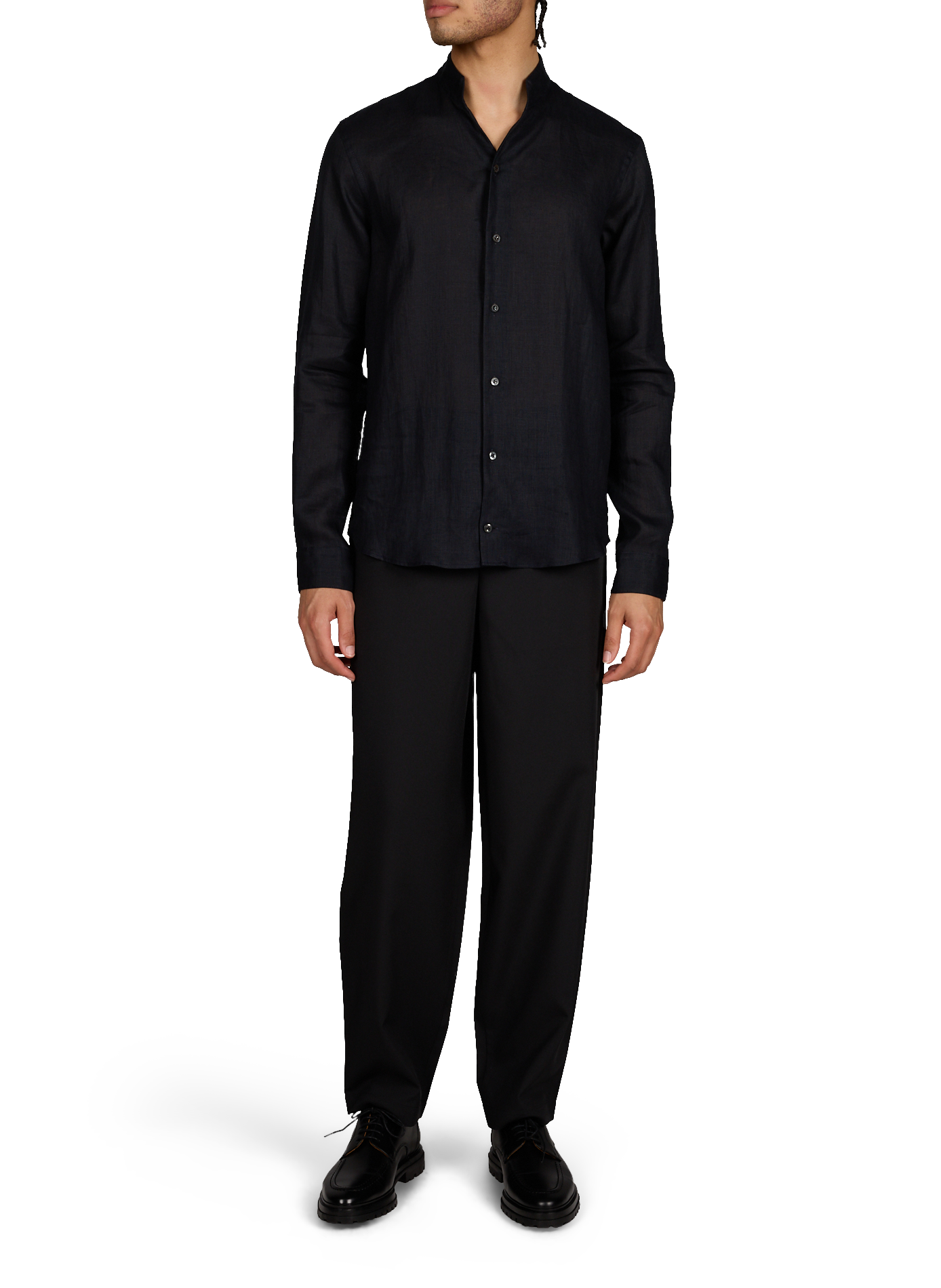 Chemise droite en lin Bleu