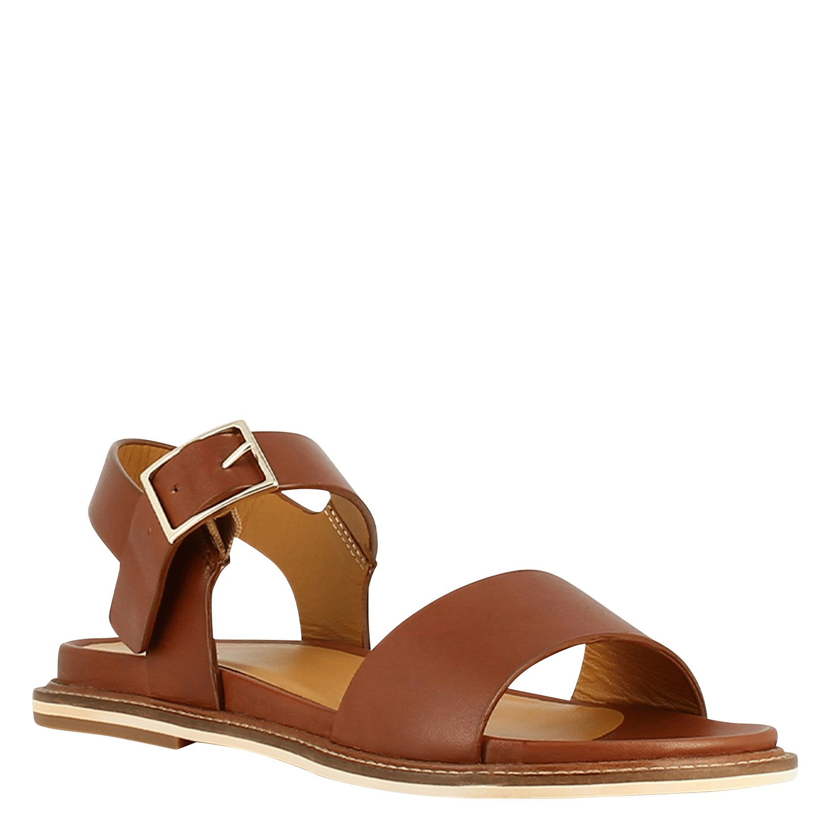 Sandales plates à brides en cuir acco JONAK Marron