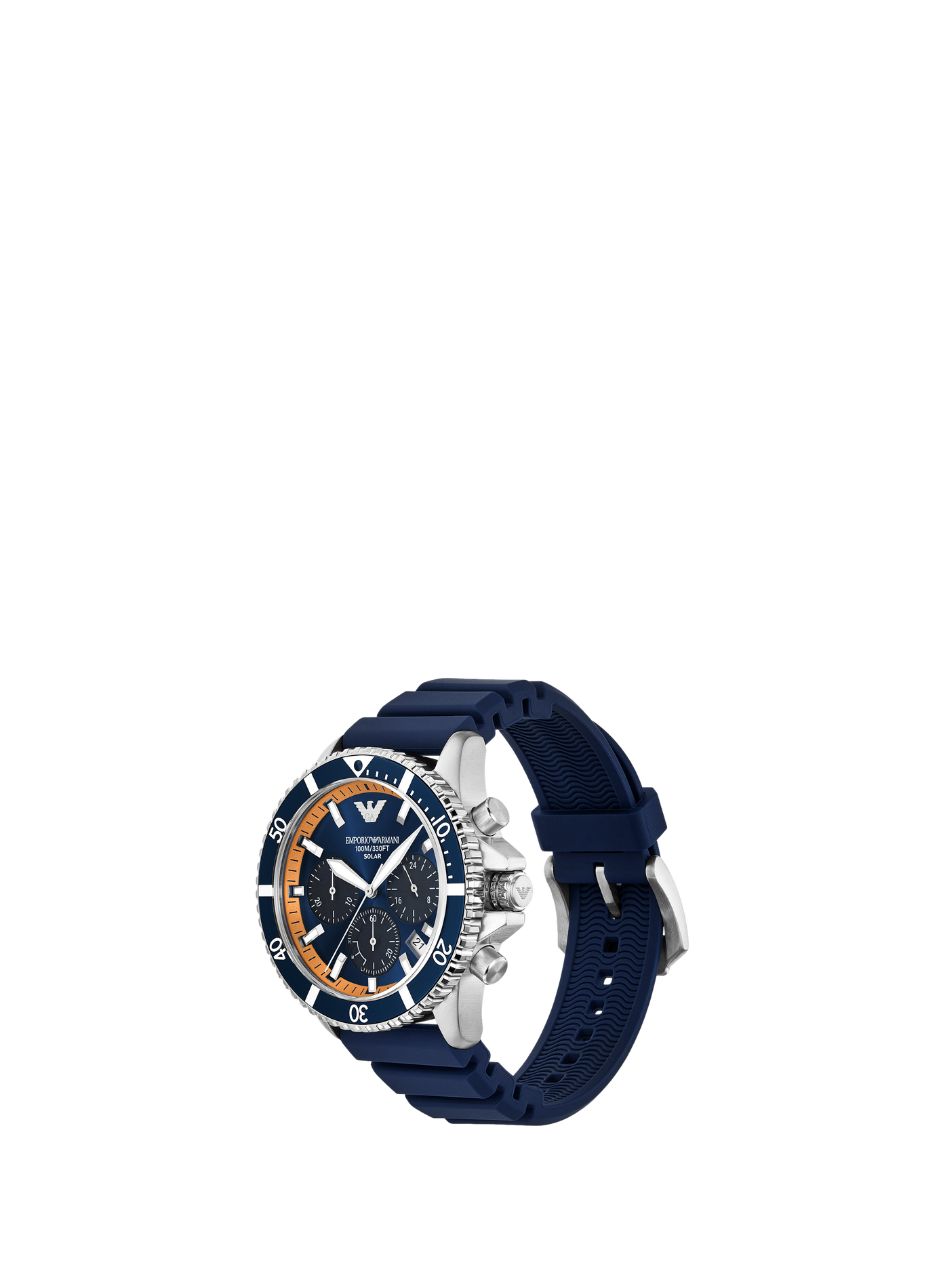 Montre quartz World Explorer en silicone ARMANI MONTRES Bleu