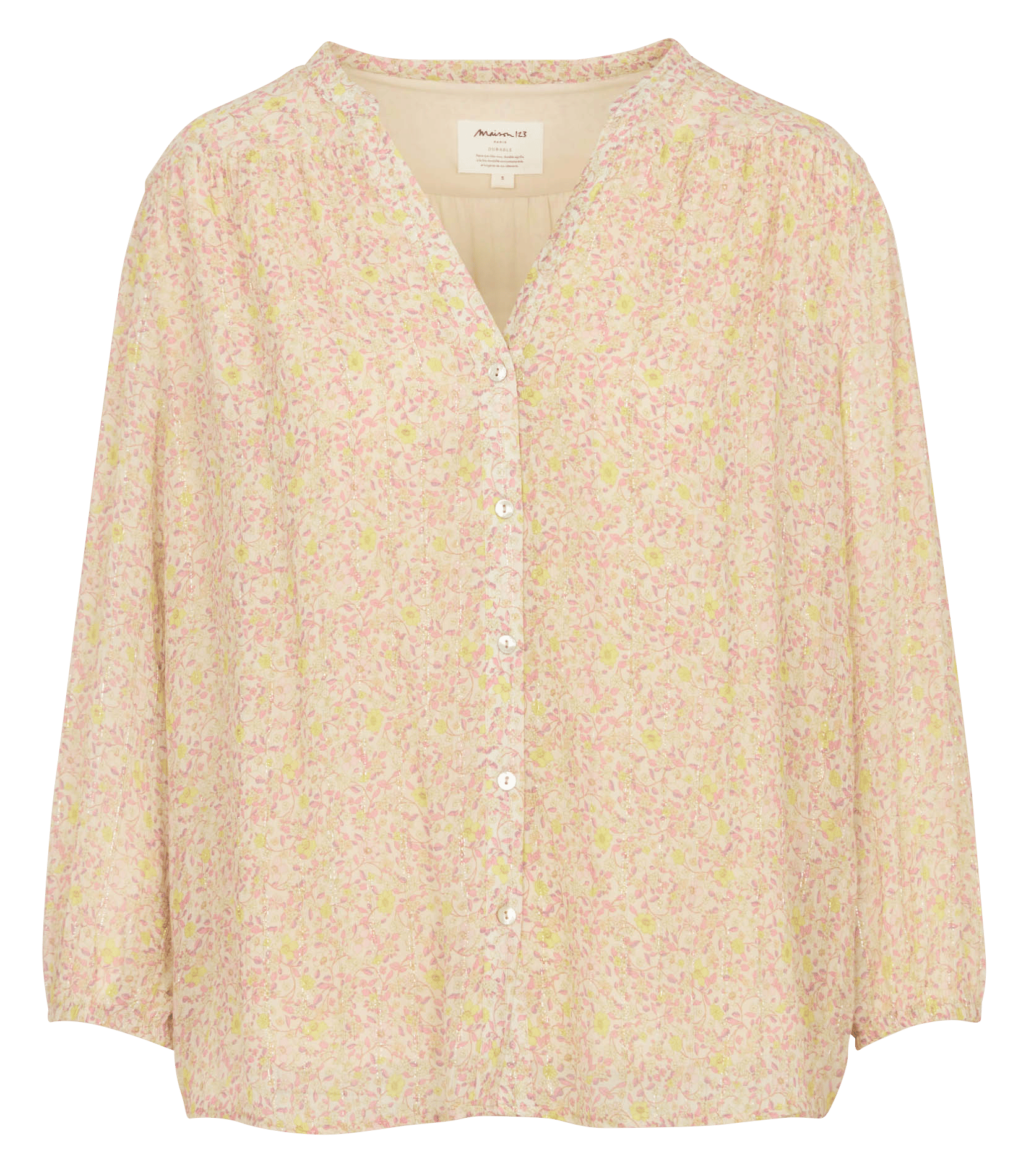 Top col tunisien à imprimé fleuri delphine MAISON 123 Beige