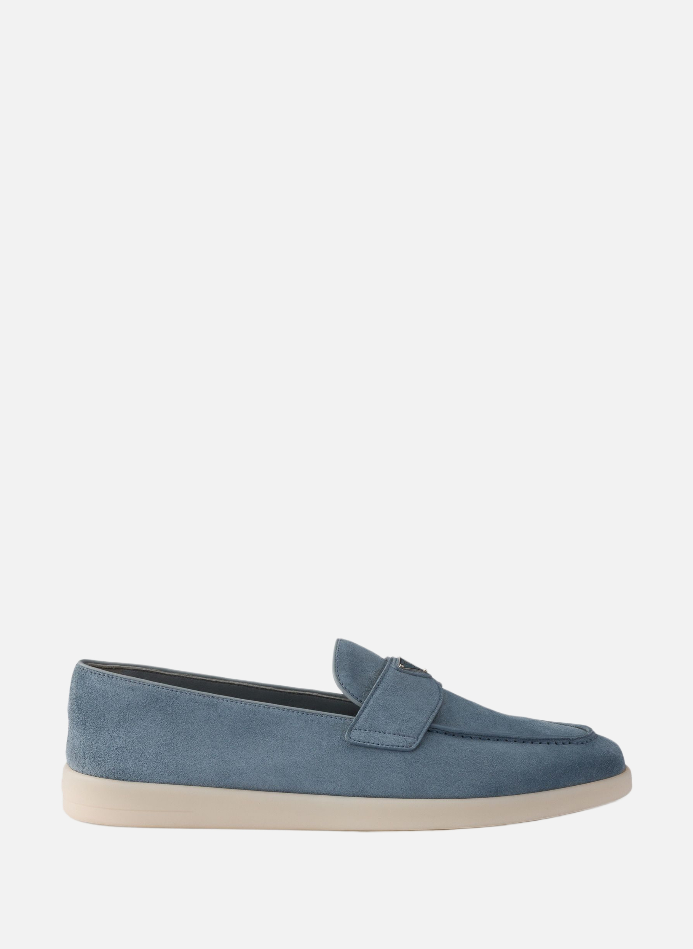 Mocassins en veau velours PRADA Bleu