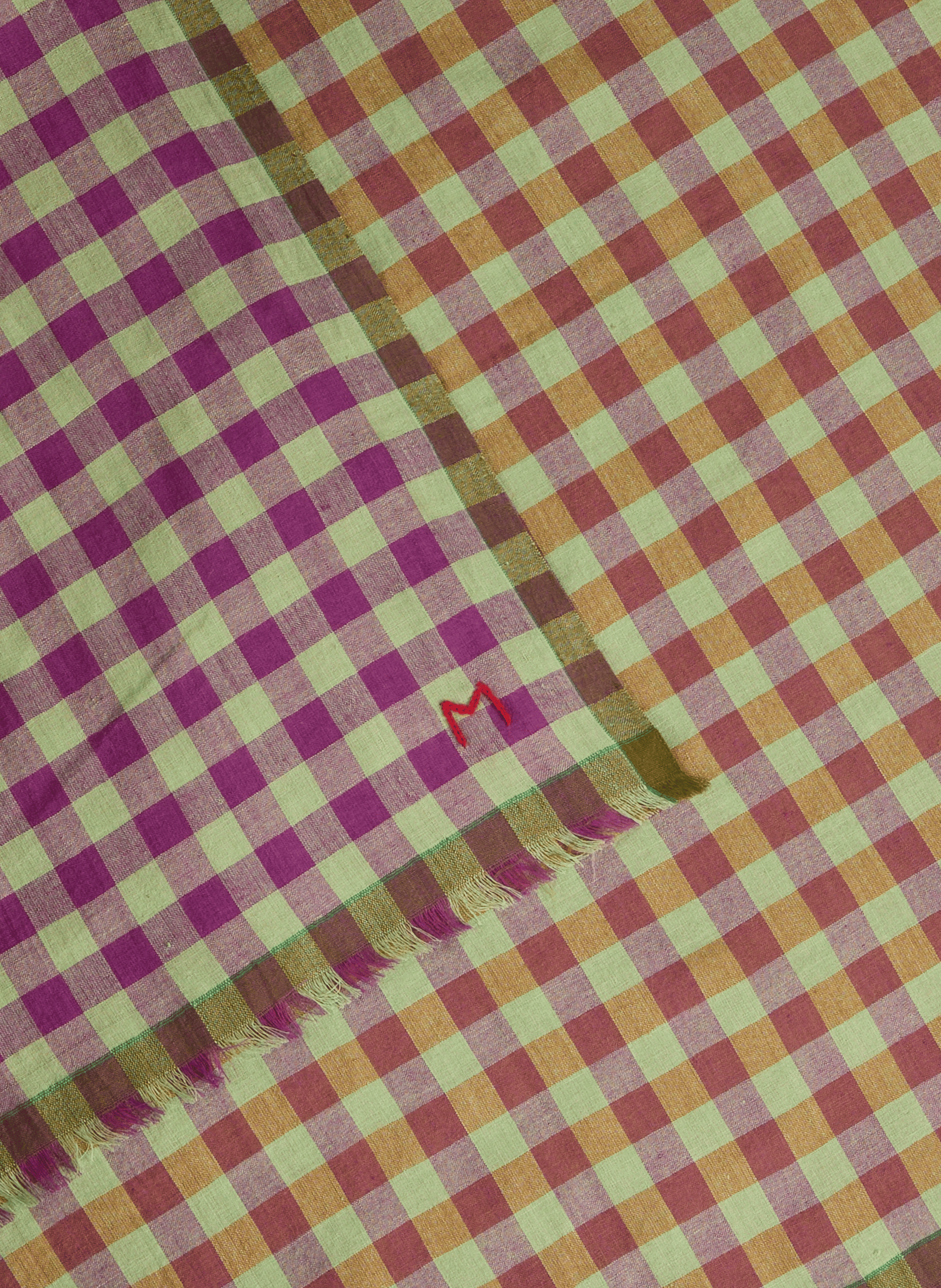 Foulard Poem à carreaux en coton MOISMONT Vert