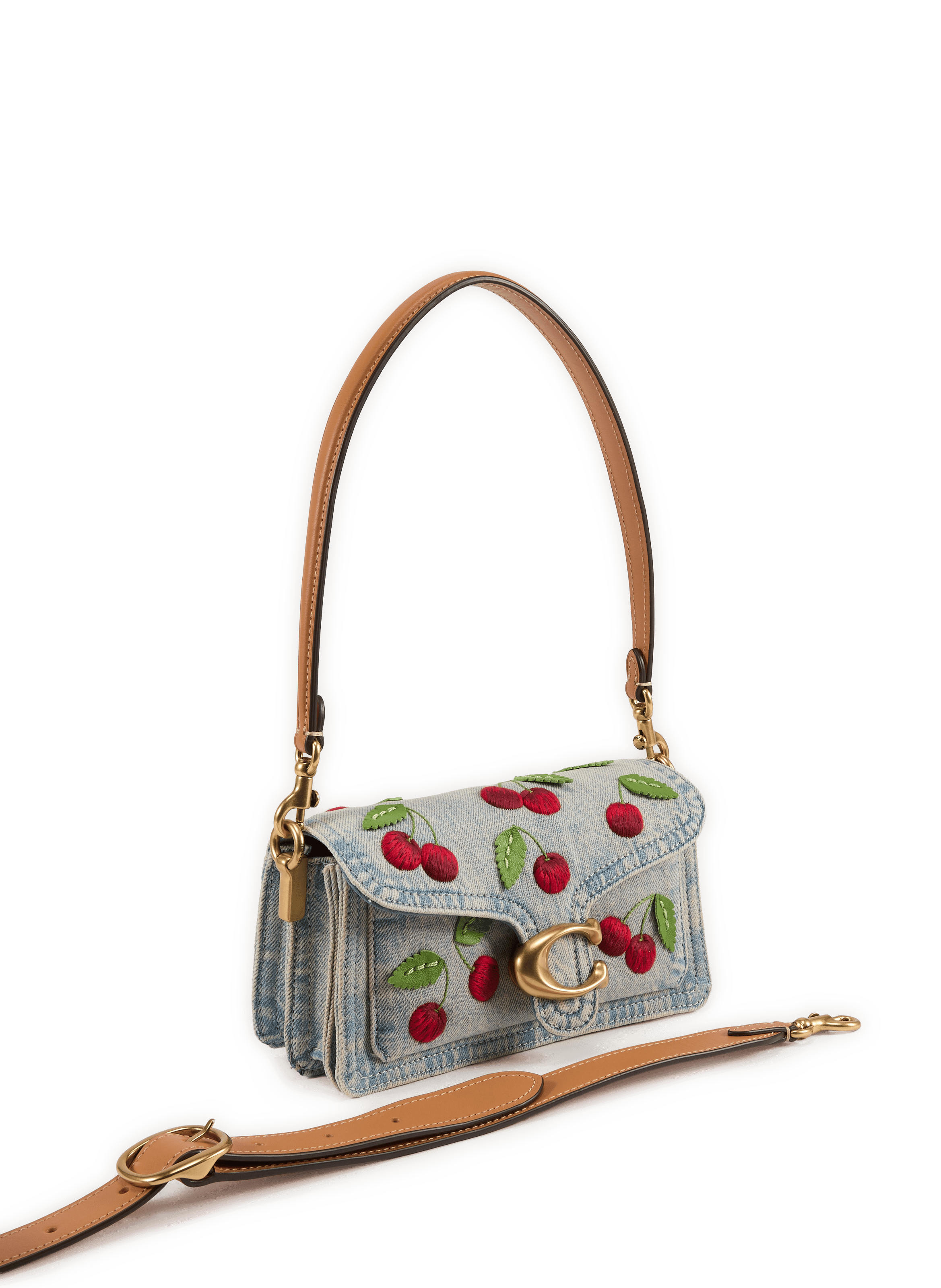 Bolso de mano bordado Tabby 20 de algodón y cuero COACH Azul