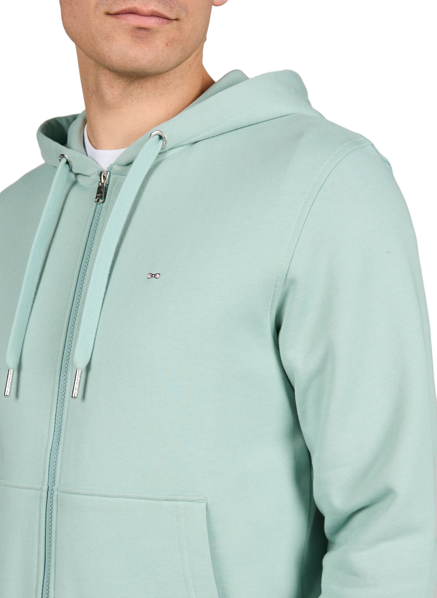 Zip-up hooded sweatshirt in cotton fleece EDEN PARK Blue