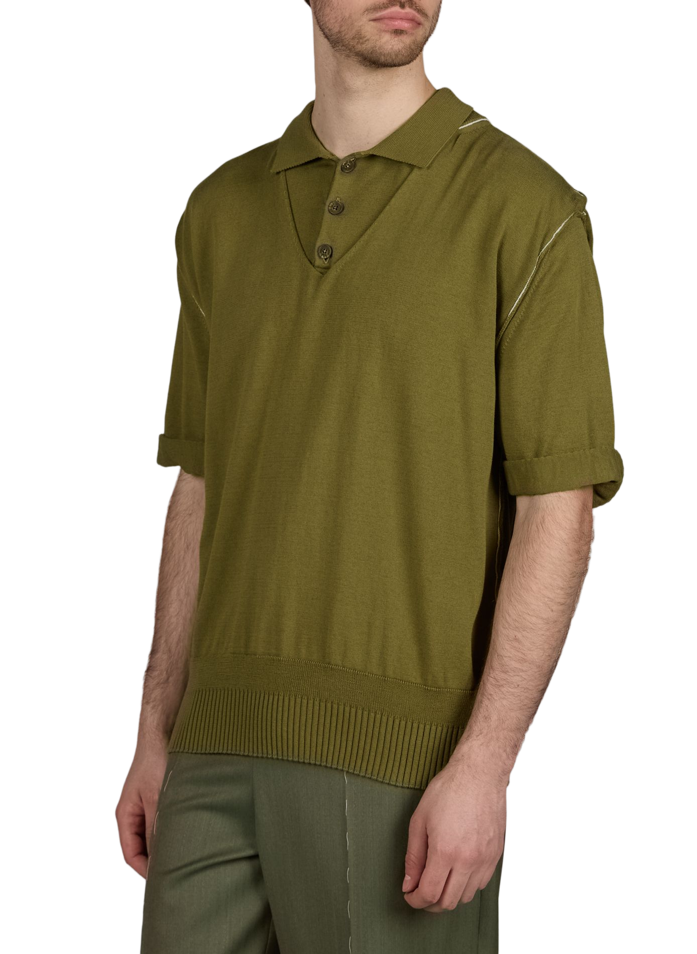 Cotton and silk polo SONIA CARRASCO Khaki