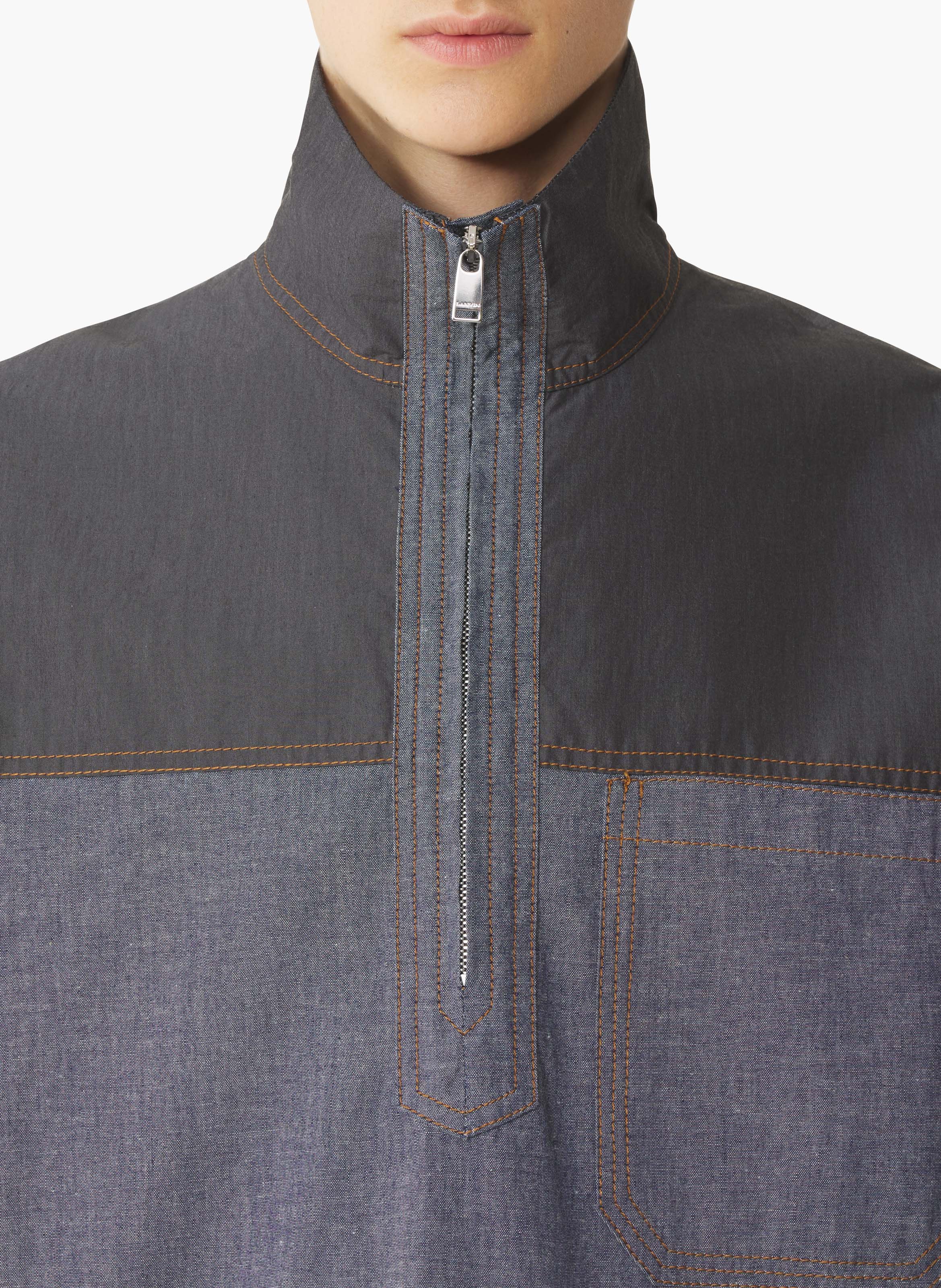Haut col zippé en chambray LANVIN Bleu