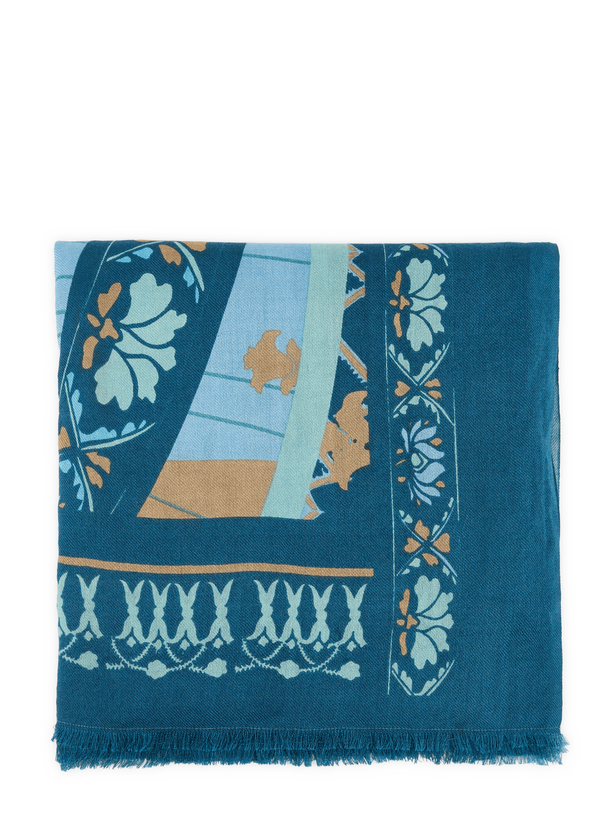 Scarf Under the Parisian Sky in wool and silk PETRUSSE Blue