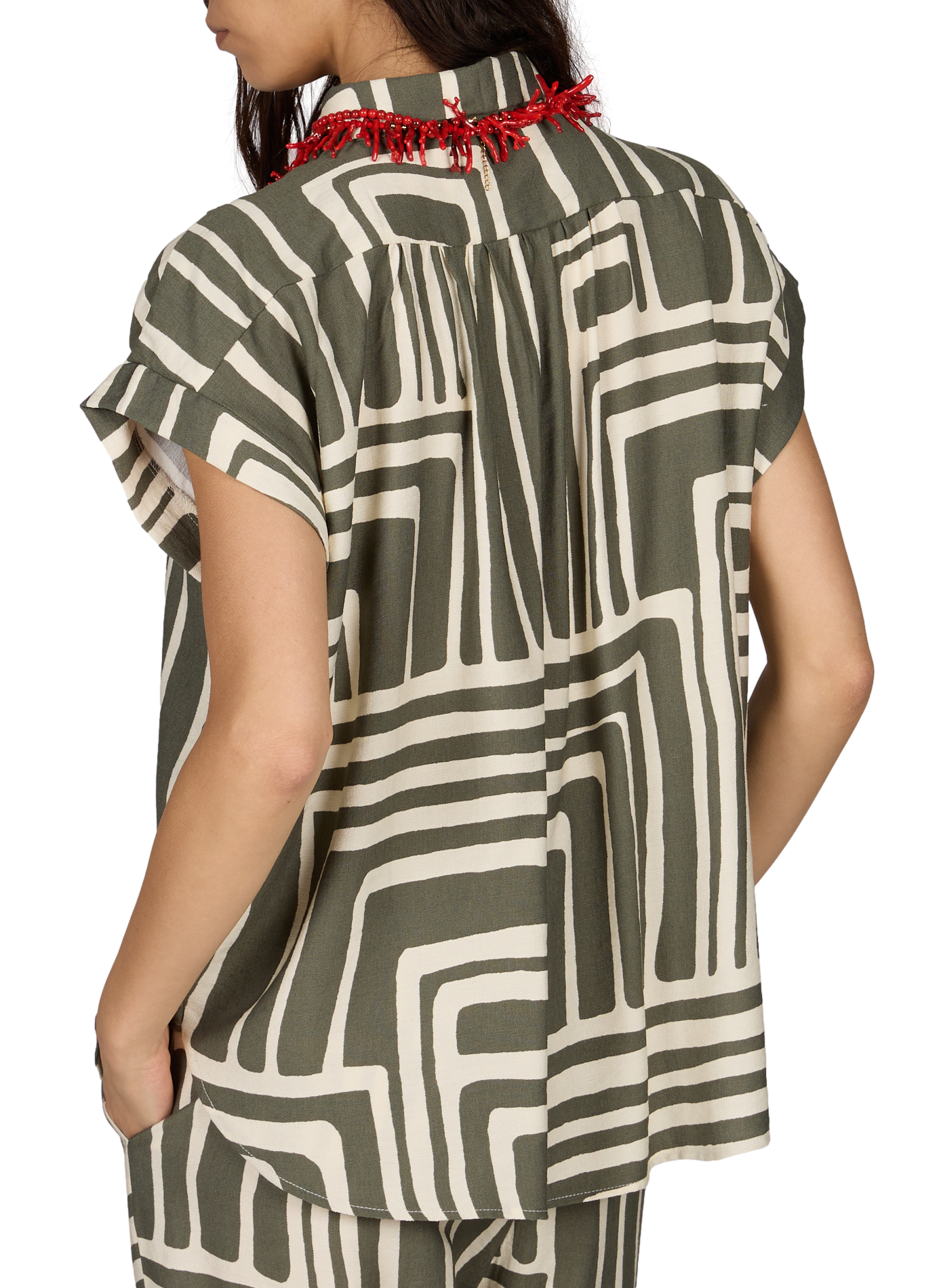 Short-sleeve printed shirt Laurence ARTLOVE Khaki