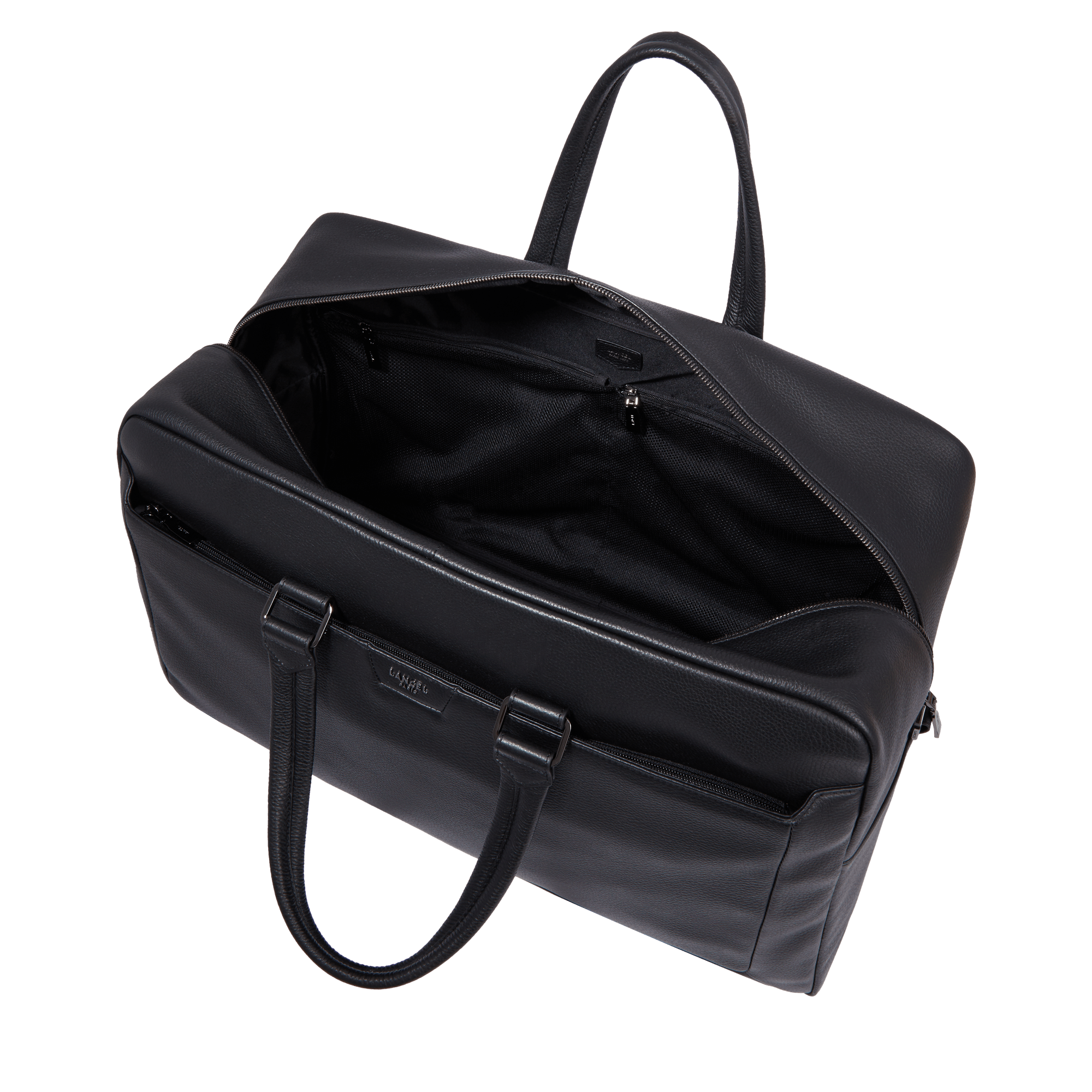 Lancel côme 48h duffle bag, grained cowhide leather, black. LANCEL Black