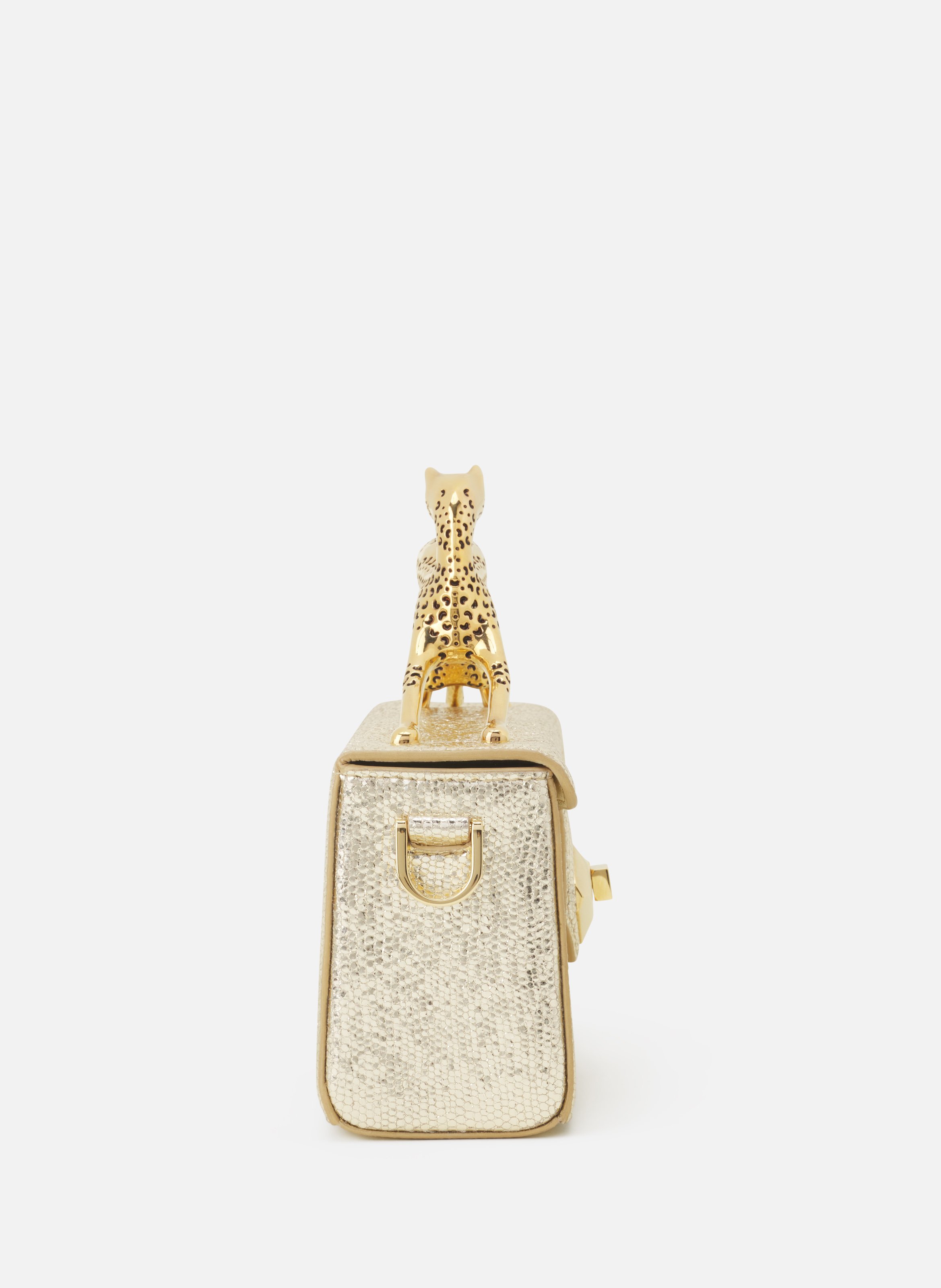 Sac pencil cat nano en cuir métallisé craquelé LANVIN Argent