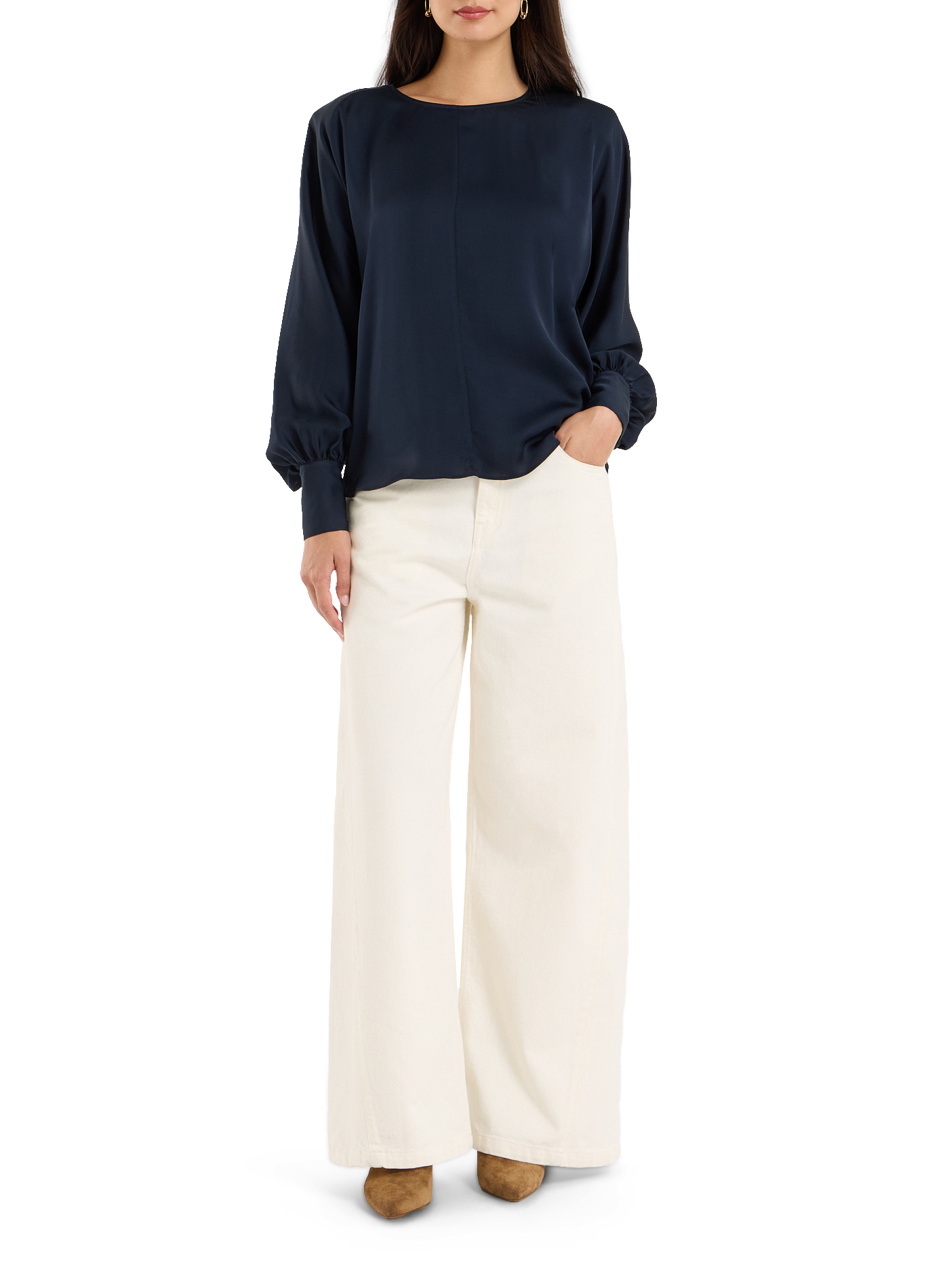 Langarm-Top Biroa Satin SAISON 1865 Blau