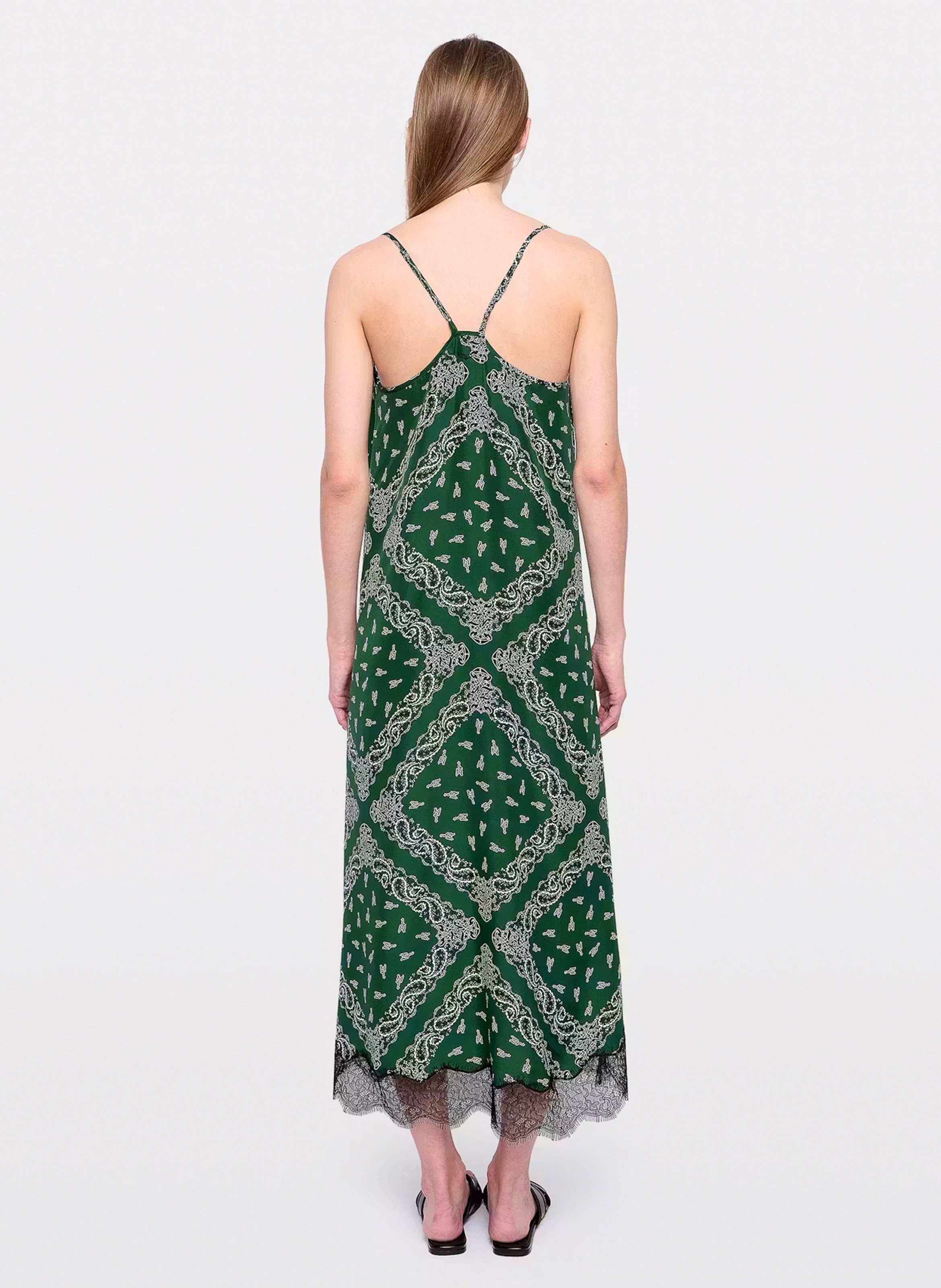 Robe longue col v en soie imprimée respa ZADIG&VOLTAIRE Vert